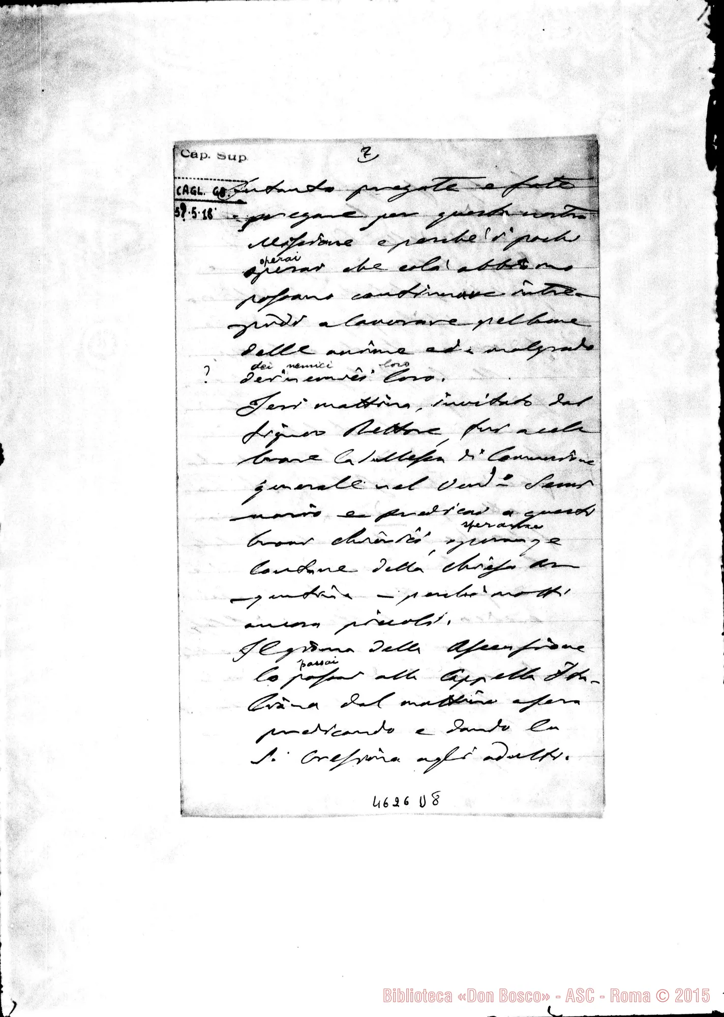 Fotogramma D 8 — Cagliero Giovanni, mons.-Bonetti. Buenos Aires, 18-05-1885