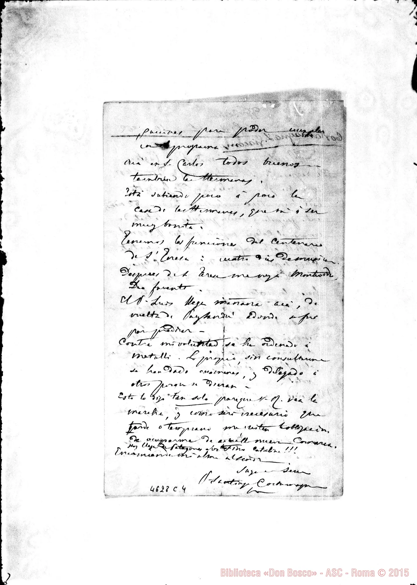 Fotogramma C 4 — « « « « S. Carlos, 4-10-1882 All. alla lett. delle Suore di S. Isidoro A D. Costamagna