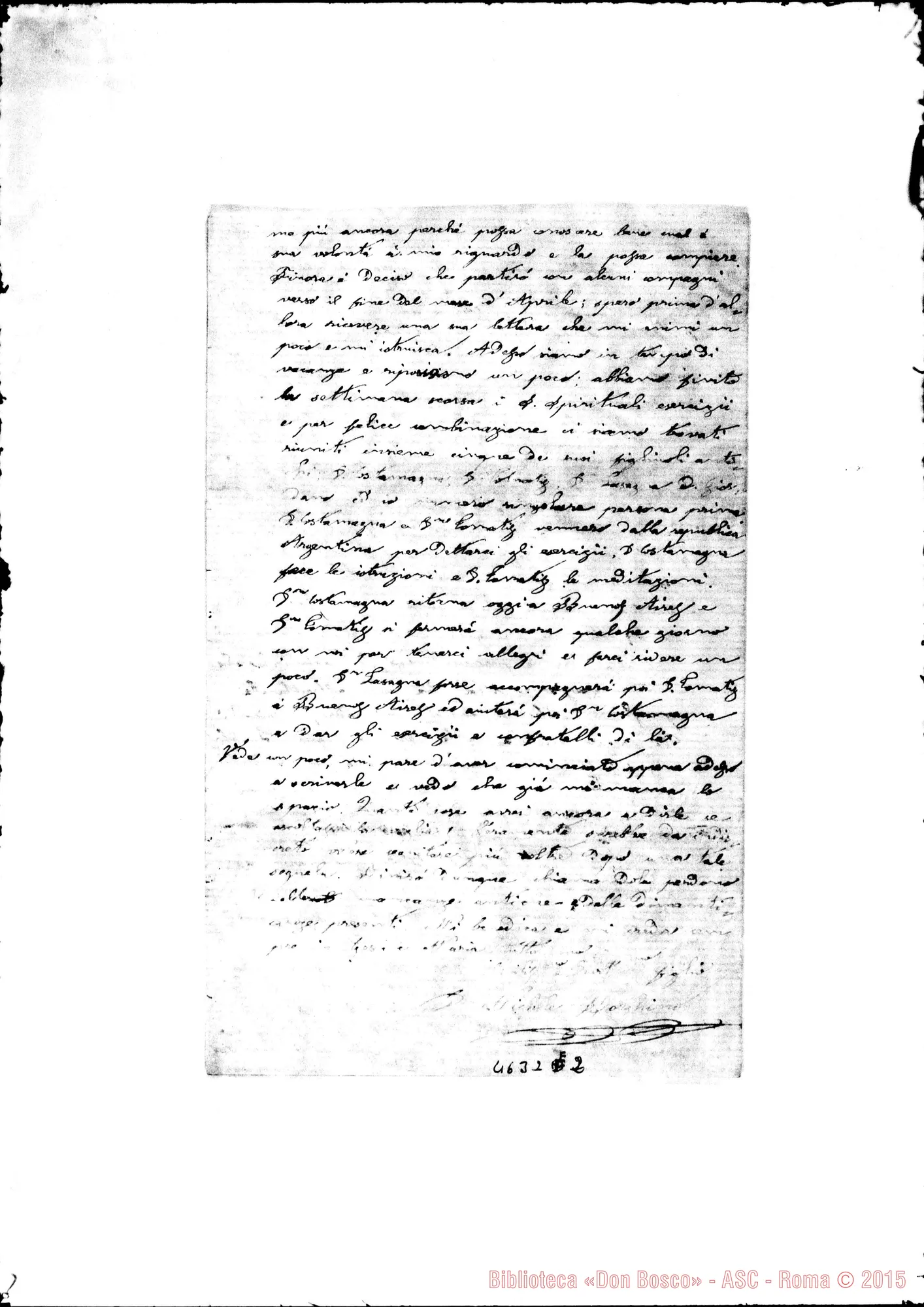 Fotogramma E 2 — « « « « Villa Colón, 12-01-1883. Seguono lett. A D. Lemoyne di: Tomatis D., Lasagna L., Giordano L., Borghino M.
