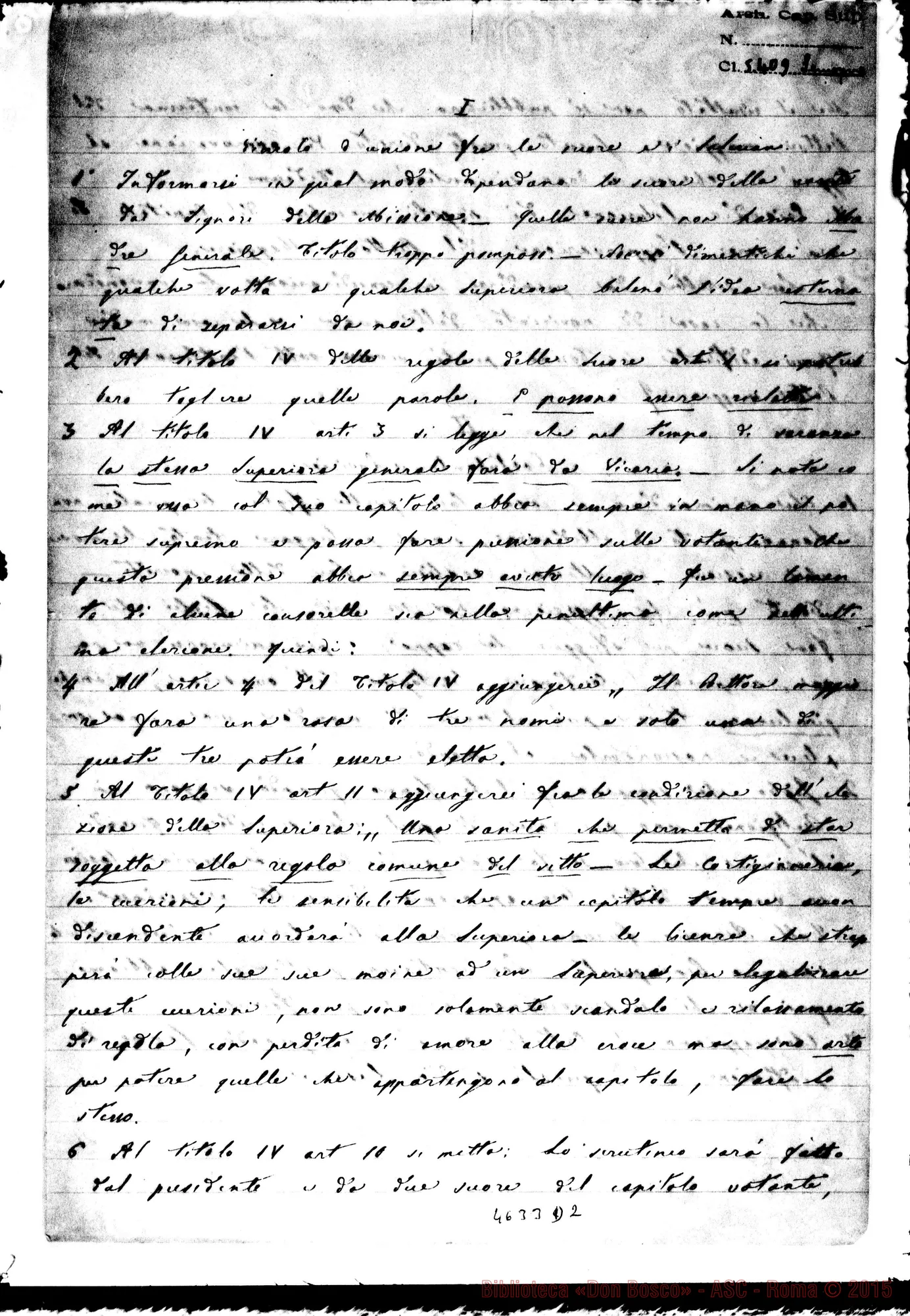 Fotogramma D 2 — « « « Vincolo d’unione tra le Suore E i Salesiani. Ms. Lemoyne