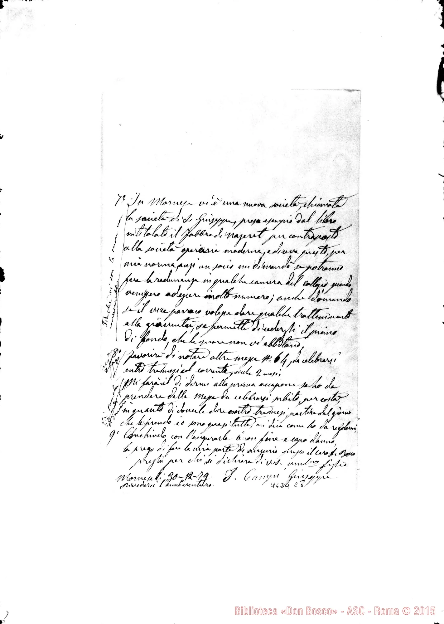 Fotogramma C 8 — « « « « Mornese, 30-12-1879 Autogr. Rua
