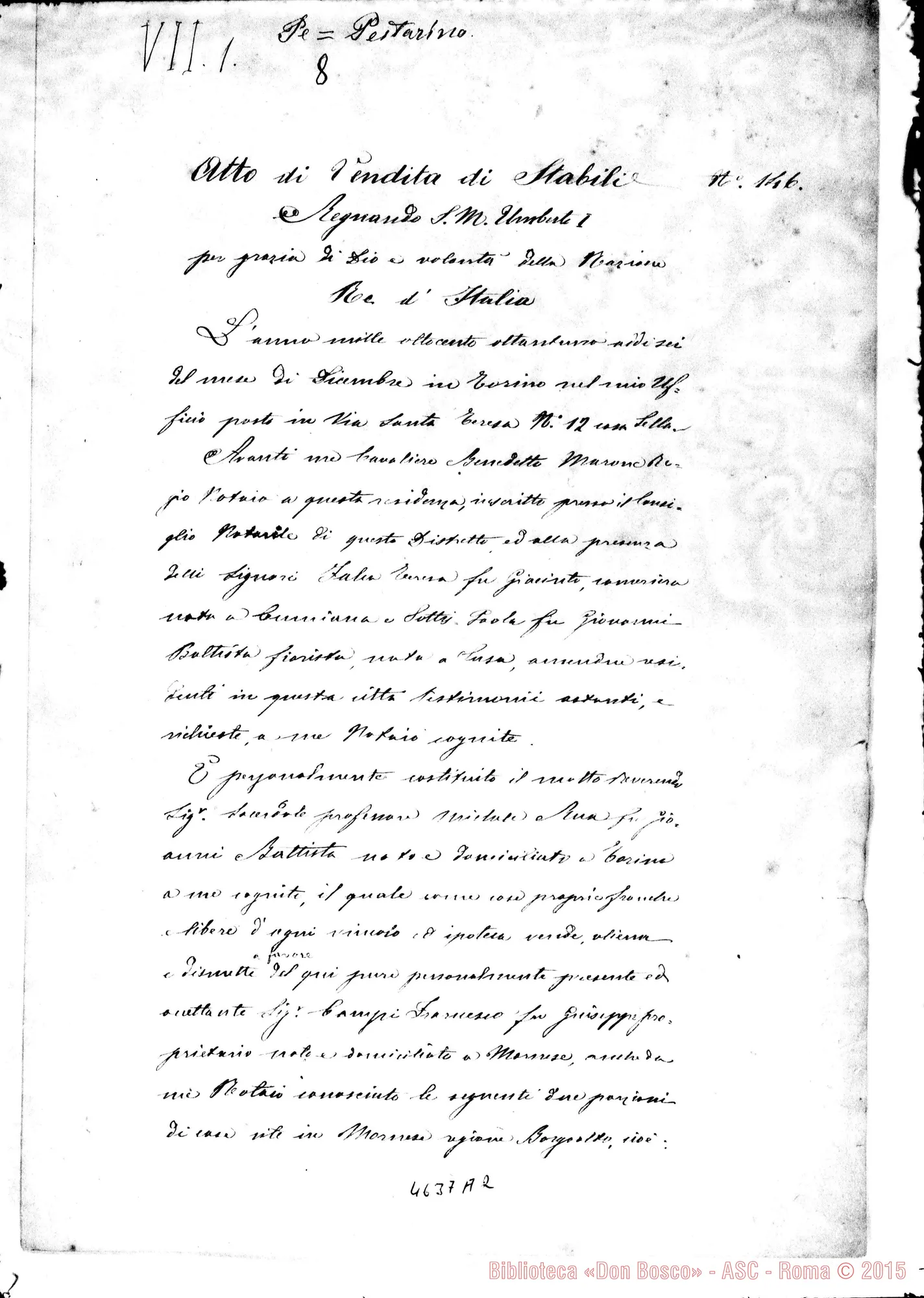 Fotogramma A 2 — Rua Michele-Campi Francesco. Torino, 6-12-1881. Copia allogr. con autogr. Rua