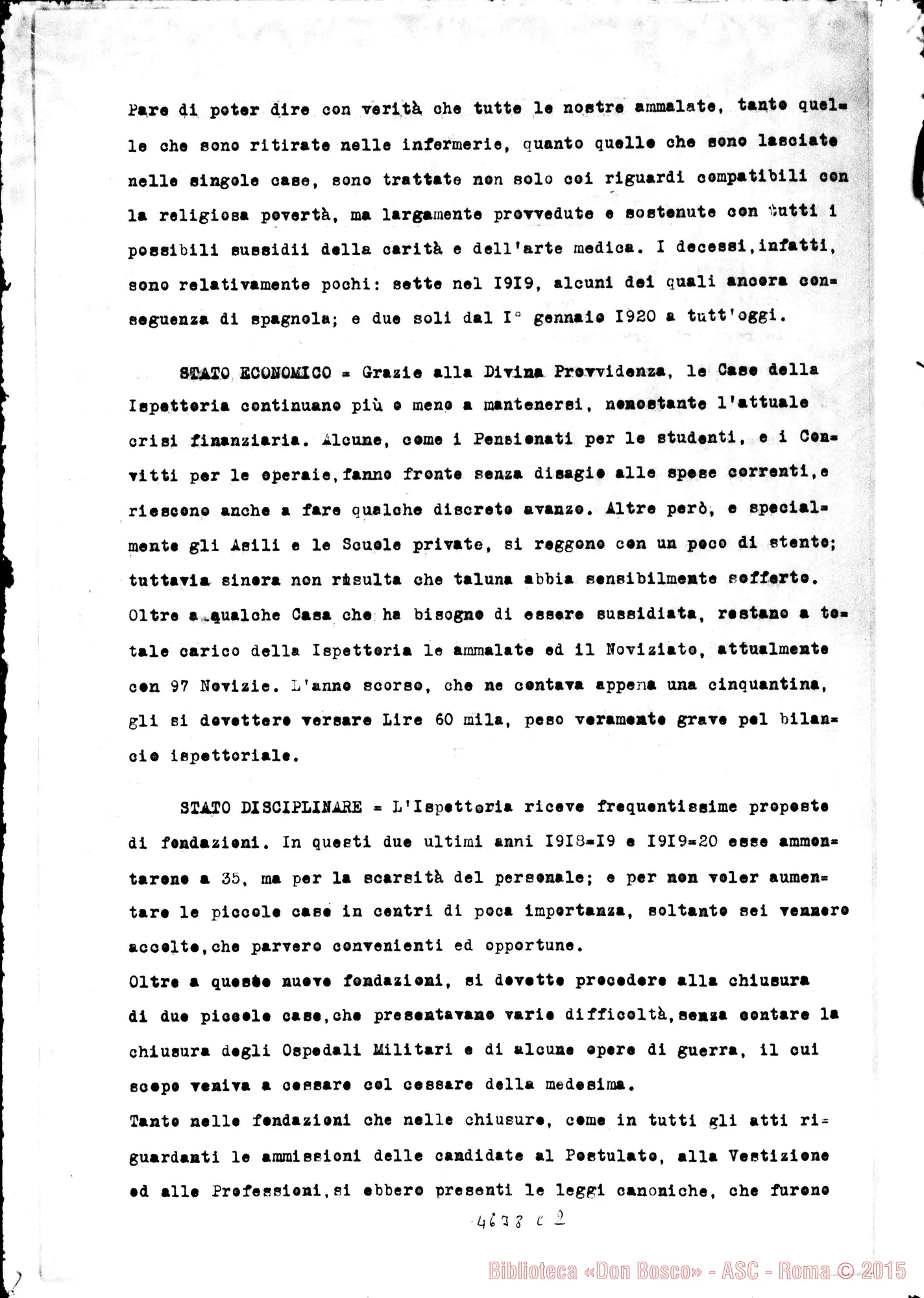 Fotogramma C 2 — Suor Teresa Pentore-Albera Paolo. Acqui, 3-11-1920. All. relazione dell’Ispettoria Monferrina Ligure degli anni 1918-1920