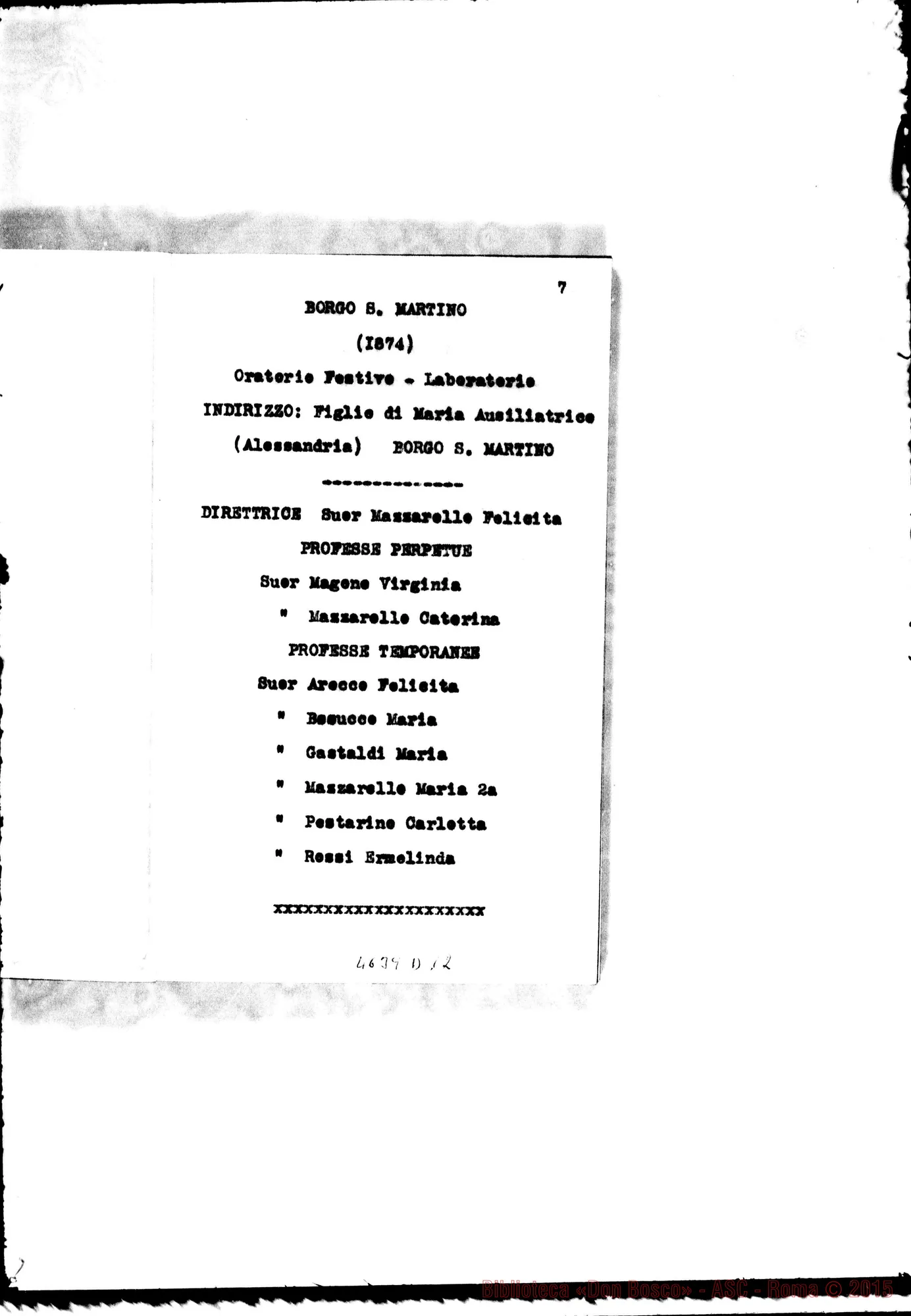 Fotogramma D 12 — 1875 Solo aumento di personale
