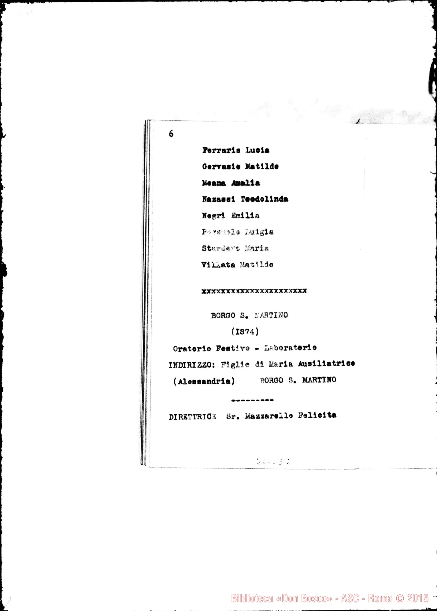Fotogramma E 6 — 1878 Appaiono: Chieri, Nizza Monferrato, Quargnento, Navarre (Francia)