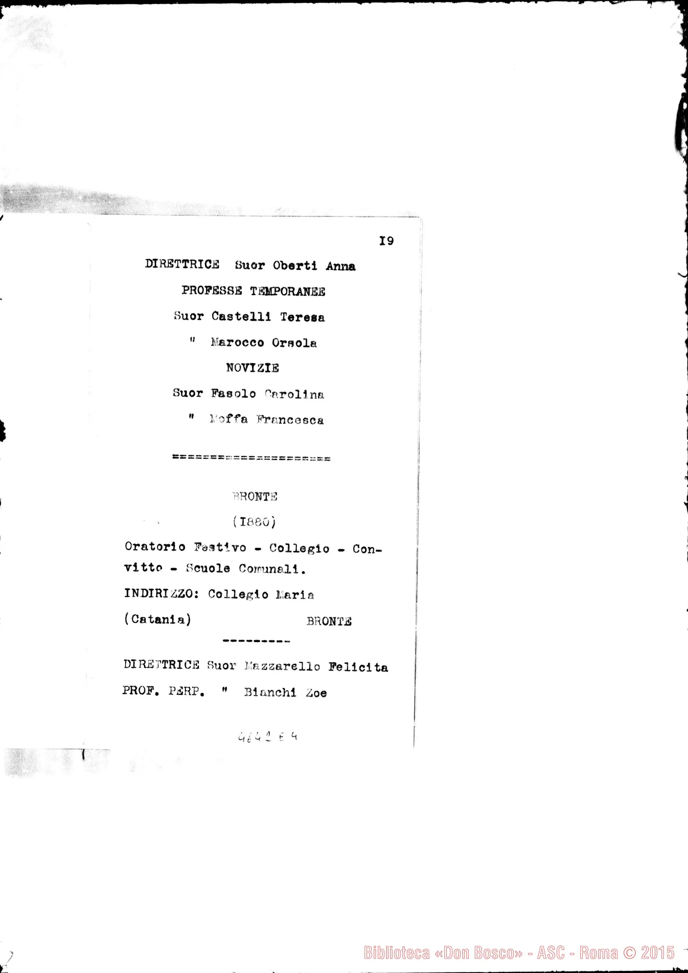 Fotogramma E 4 — 1881 Appaiono: Borgomasino, Bronte , Este, Melazzo, Penango, St. Cyr (Francia), S. Isidro (Argentina) Spariscono: Mornese