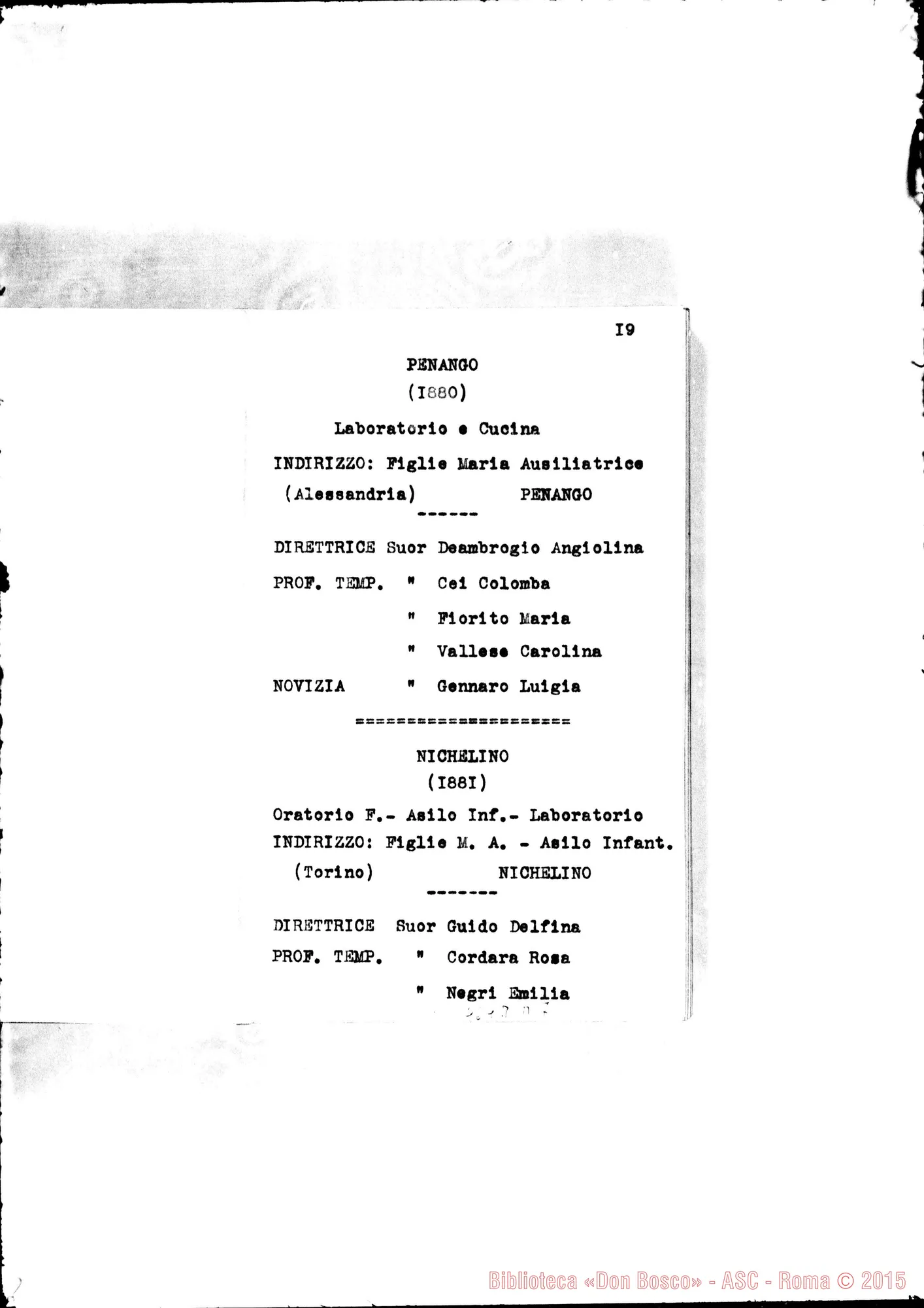 Fotogramma D 7 — 1882 Appaiono: Nichelino, Visone, Fontanile, Sampierdarena, Rosignano, Trecastagni, Marsiglia (Francia)