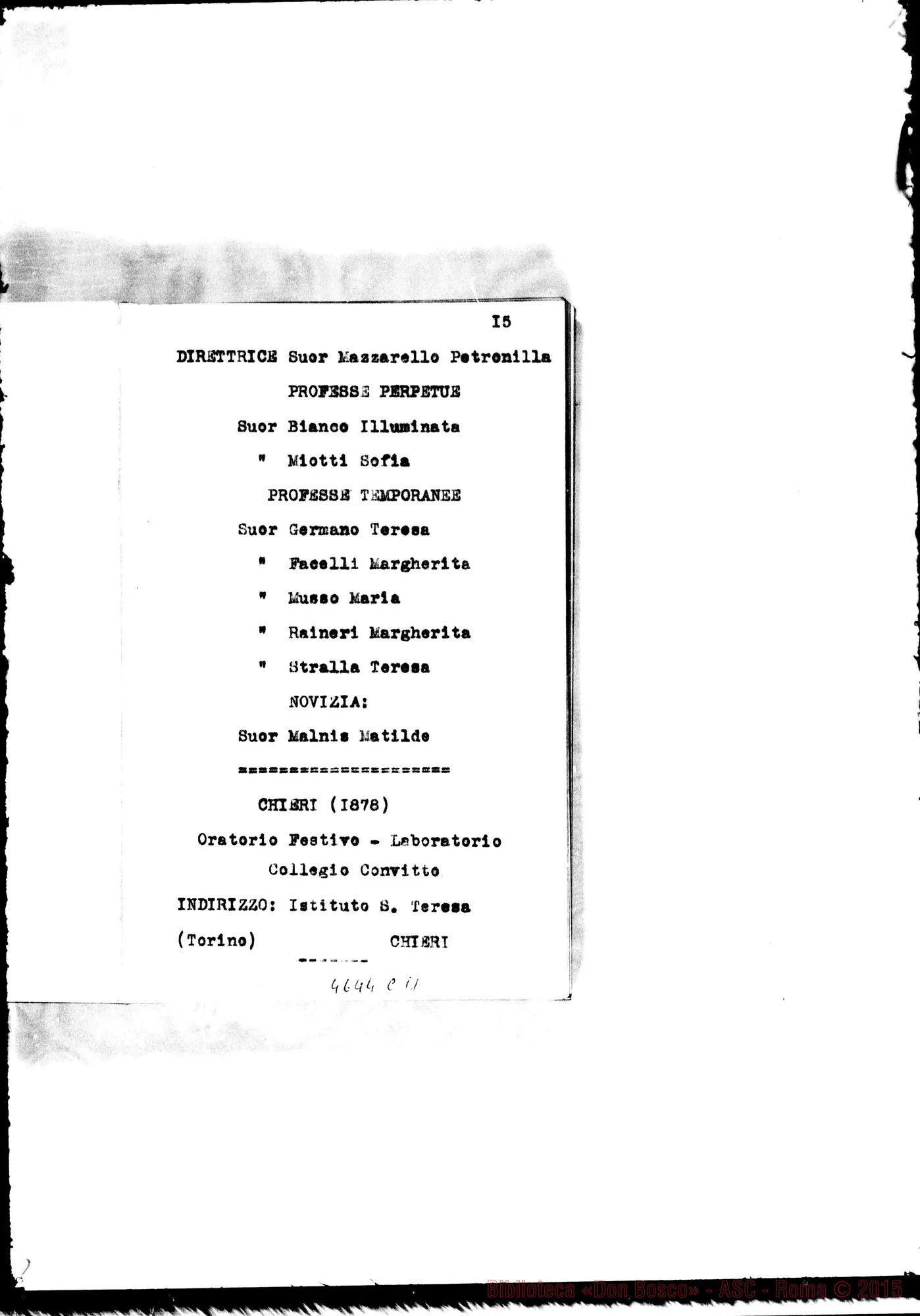 Fotogramma C 11 — 1883 Appaiono: Incisa Belbo, Nunziata di Mascali, S.te Marguerite (Francia), Morón (Argentina) Spariscono: Visone, Cascinette