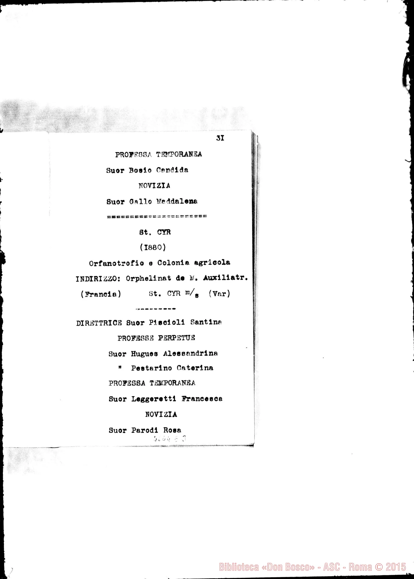 Fotogramma E 3 — 1883 Appaiono: Incisa Belbo, Nunziata di Mascali, S.te Marguerite (Francia), Morón (Argentina) Spariscono: Visone, Cascinette