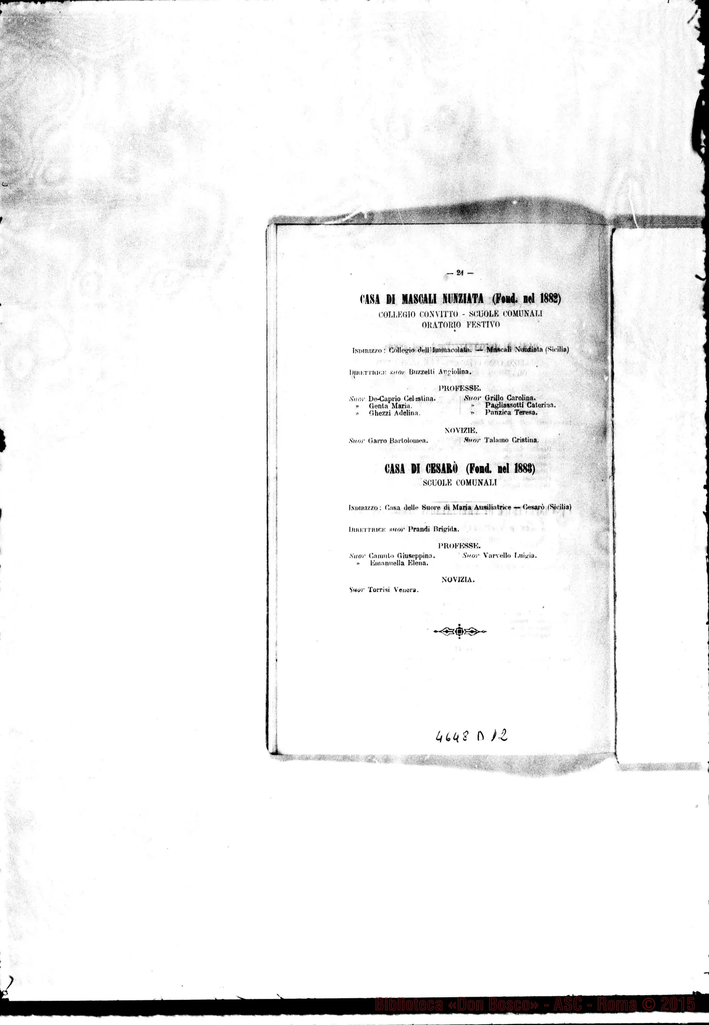 Fotogramma D 12 — 1888 Appaiono: Gattinara, Moncrivello, Torre di Bairo, Farigliano, Pecette Torinese, Paysandù (Uruguay) Spariscono: Melazzo