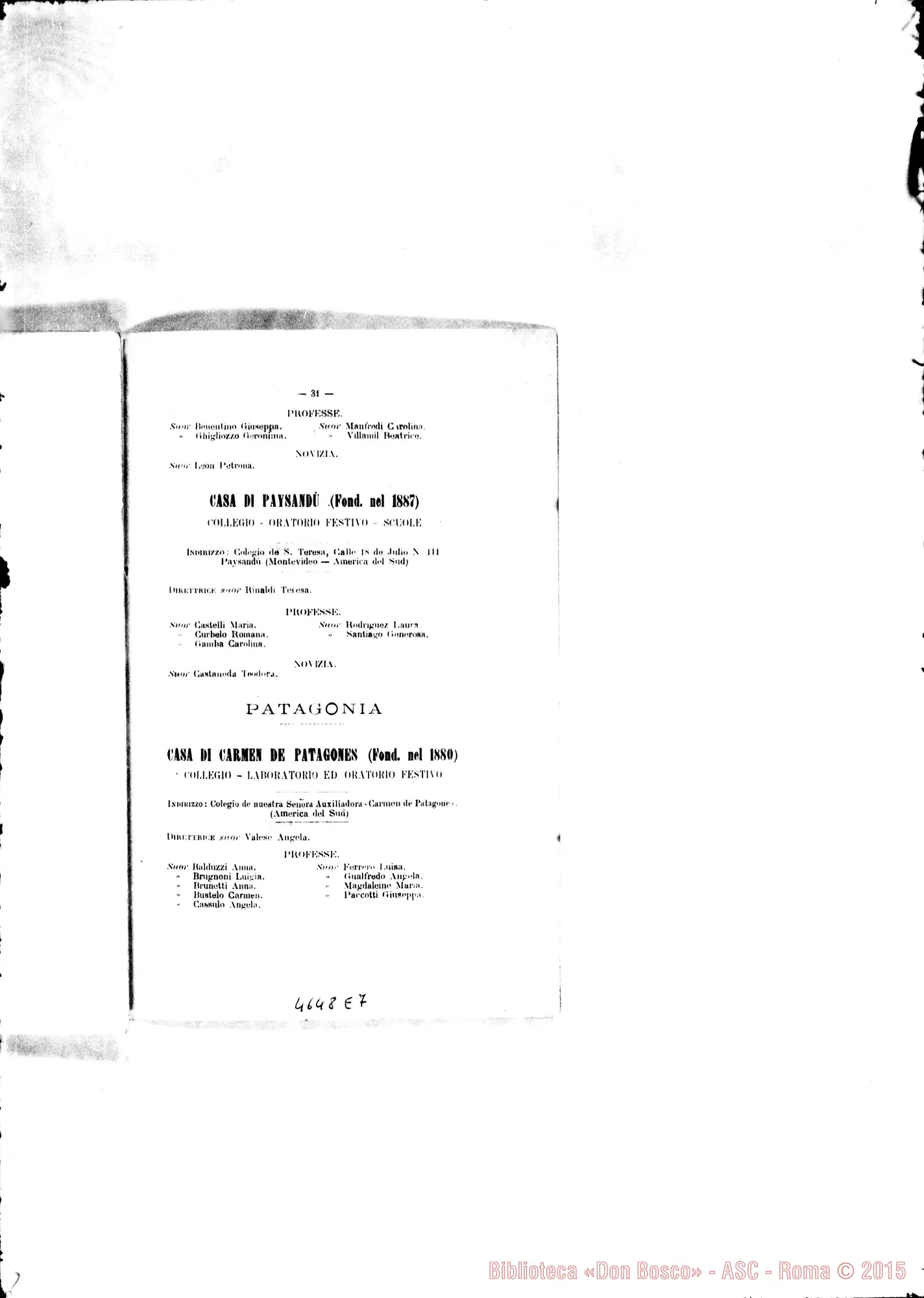 Fotogramma E 7 — 1888 Appaiono: Gattinara, Moncrivello, Torre di Bairo, Farigliano, Pecette Torinese, Paysandù (Uruguay) Spariscono: Melazzo
