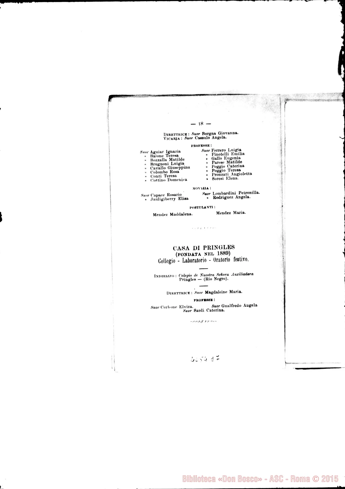 Fotogramma E 7 — America - Appaiono: Buenos A.-Barracas (Arg.), Patronato dell’infanzia (Arg.), Rosario (Arg.), Candelaria (Chile), Santiago (Chile) - Spariscono: La Paz