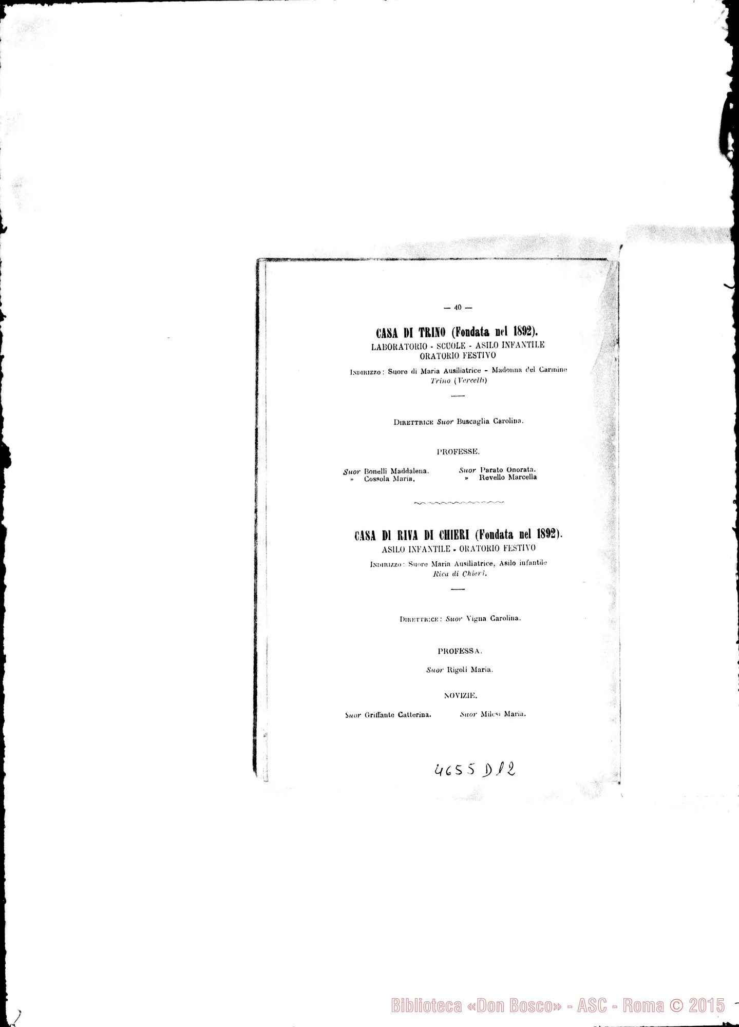 Fotogramma D 12 — 1894 Europa - Appaiono: Casale Monferrato. Castellanza, Giaveno, Varazze, Bronte-Osp., Marsala, Vaiverde (Spagna), Orano (Africa) - Spariscono: Oreno