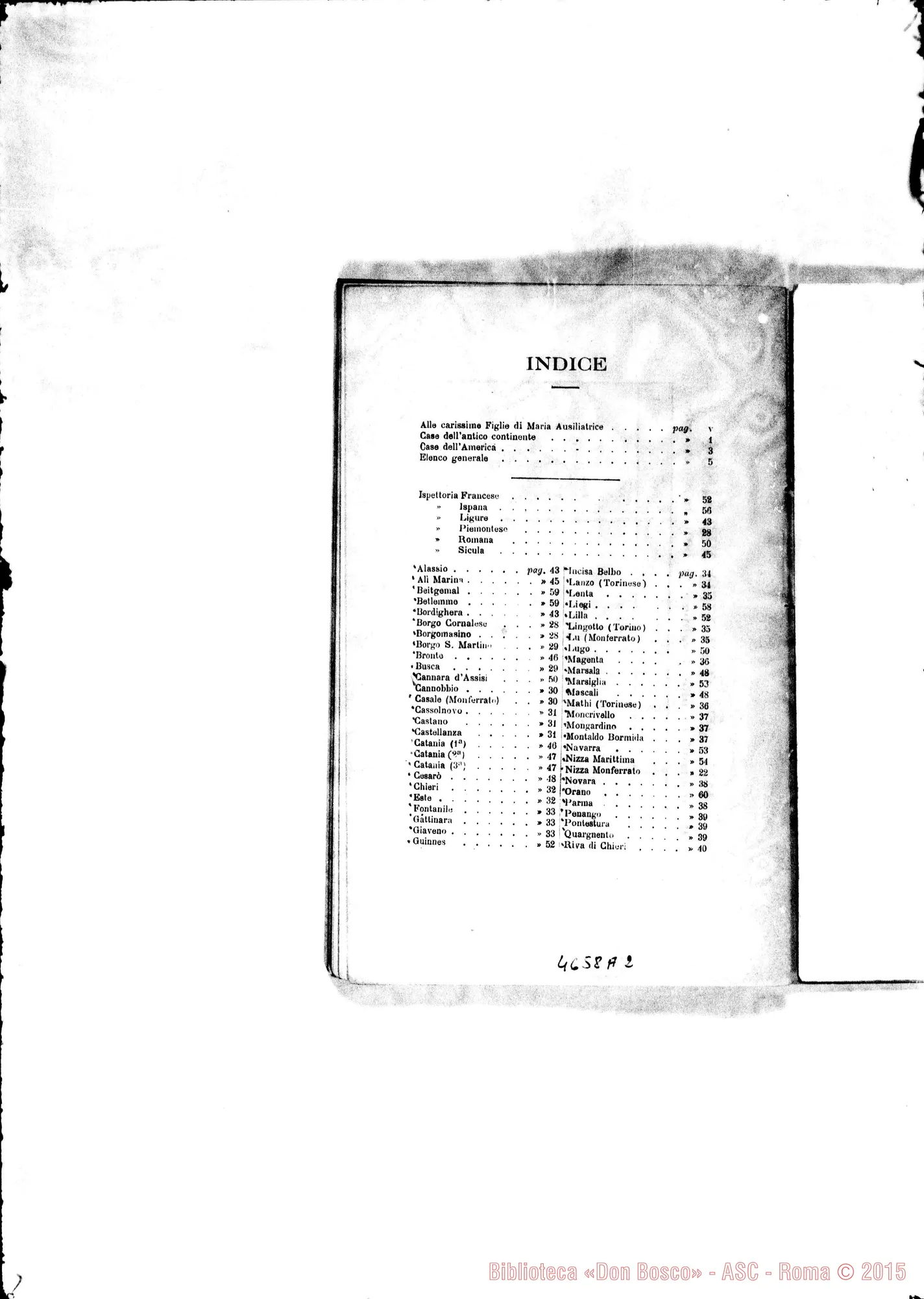 Fotogramma A 2 — 1895 Europa - Appaiono: Busca, Cassolnovo, Sparone, Vizzini, Siviglia (Spagna), Tunisi (Africa) - Spariscono: Nichelino, Pecette Torinese