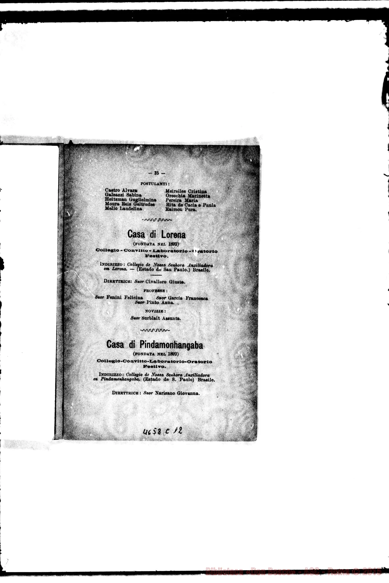 Fotogramma C 12 — America - Appaiono: Mendoza (Arg.), Ararás (Brasile), Cuyabà (Brasile), S.ta Teresa (Brasile)