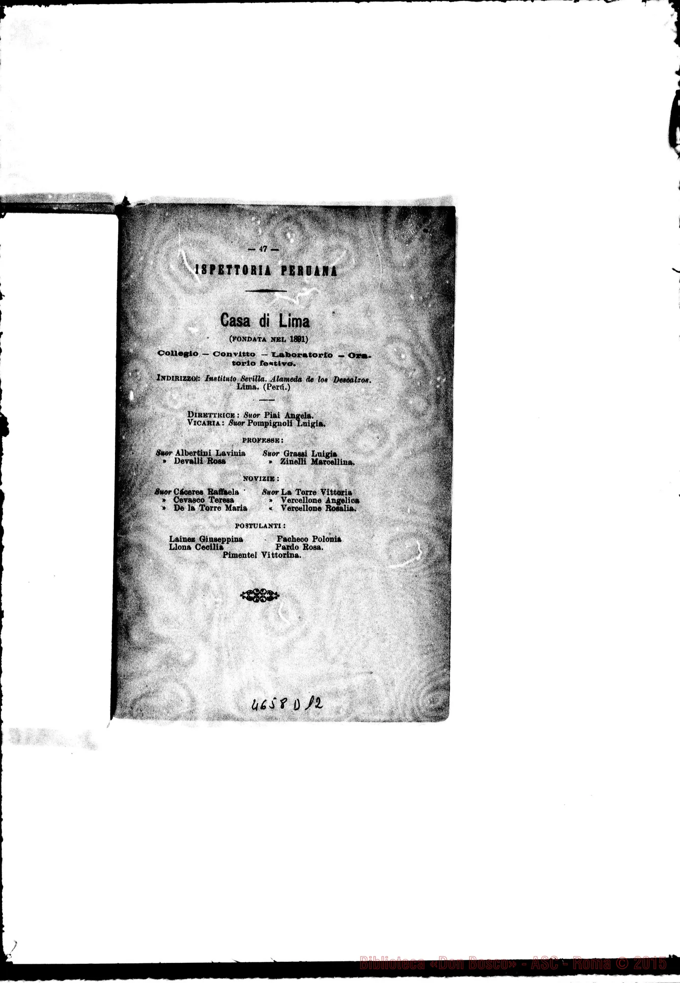 Fotogramma D 12 — America - Appaiono: Mendoza (Arg.), Ararás (Brasile), Cuyabà (Brasile), S.ta Teresa (Brasile)