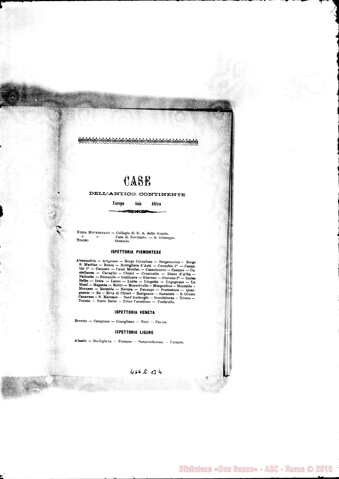 Fotogramma B 4 — 1898 Europa - Appaiono: Cavaglio, Diano d’Alba, Giaveno (seconda), Mornese, S. Marzano, Tirano, Trofarello, Berceto, Campione, Conegliano, Etagnac (Fr.), Jerez de la Frontera (Spag.) - Spariscono: Sparone, Patronato dell’infanzia