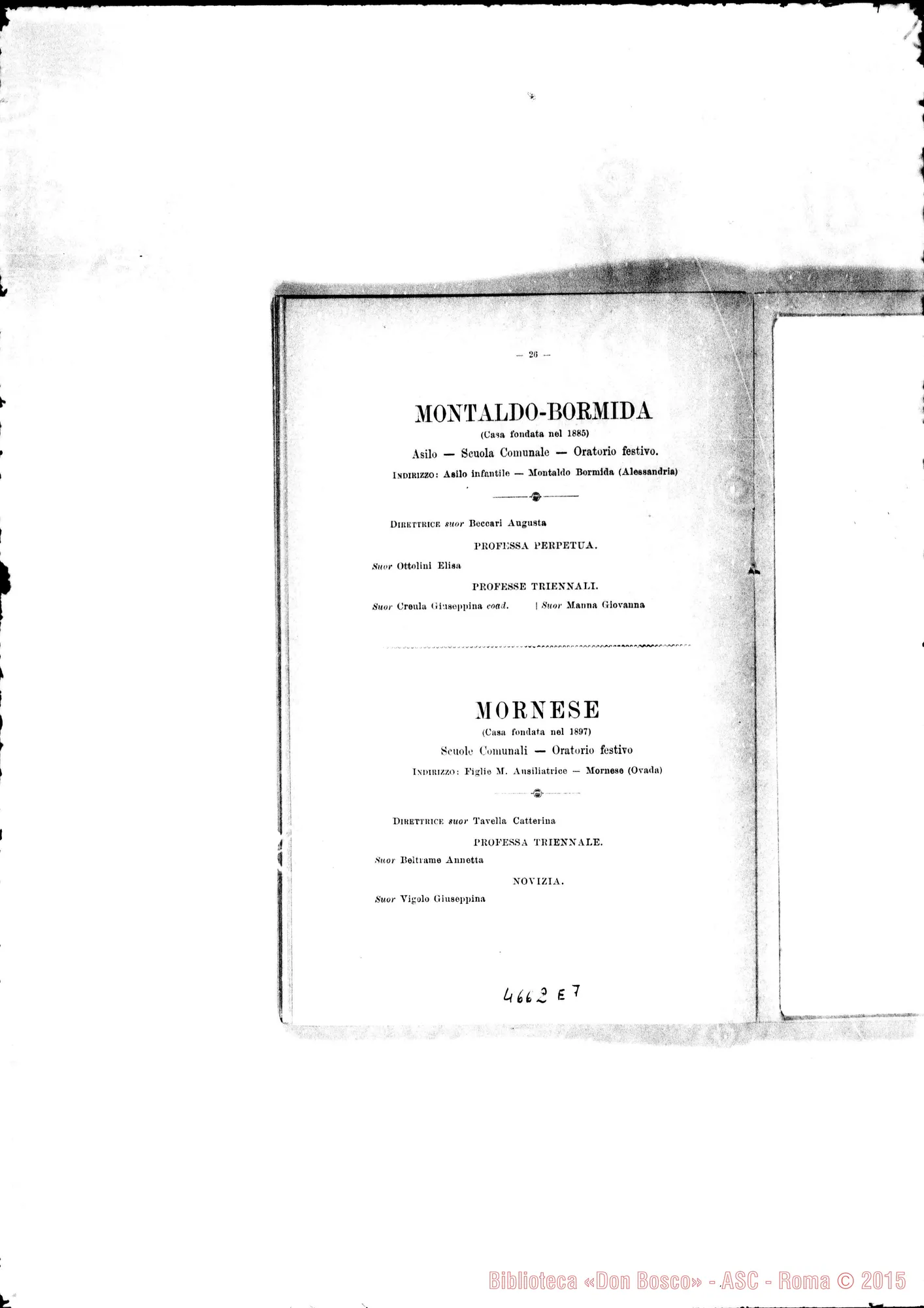 Fotogramma E 7 — 1898 Europa - Appaiono: Cavaglio, Diano d’Alba, Giaveno (seconda), Mornese, S. Marzano, Tirano, Trofarello, Berceto, Campione, Conegliano, Etagnac (Fr.), Jerez de la Frontera (Spag.) - Spariscono: Sparone, Patronato dell’infanzia