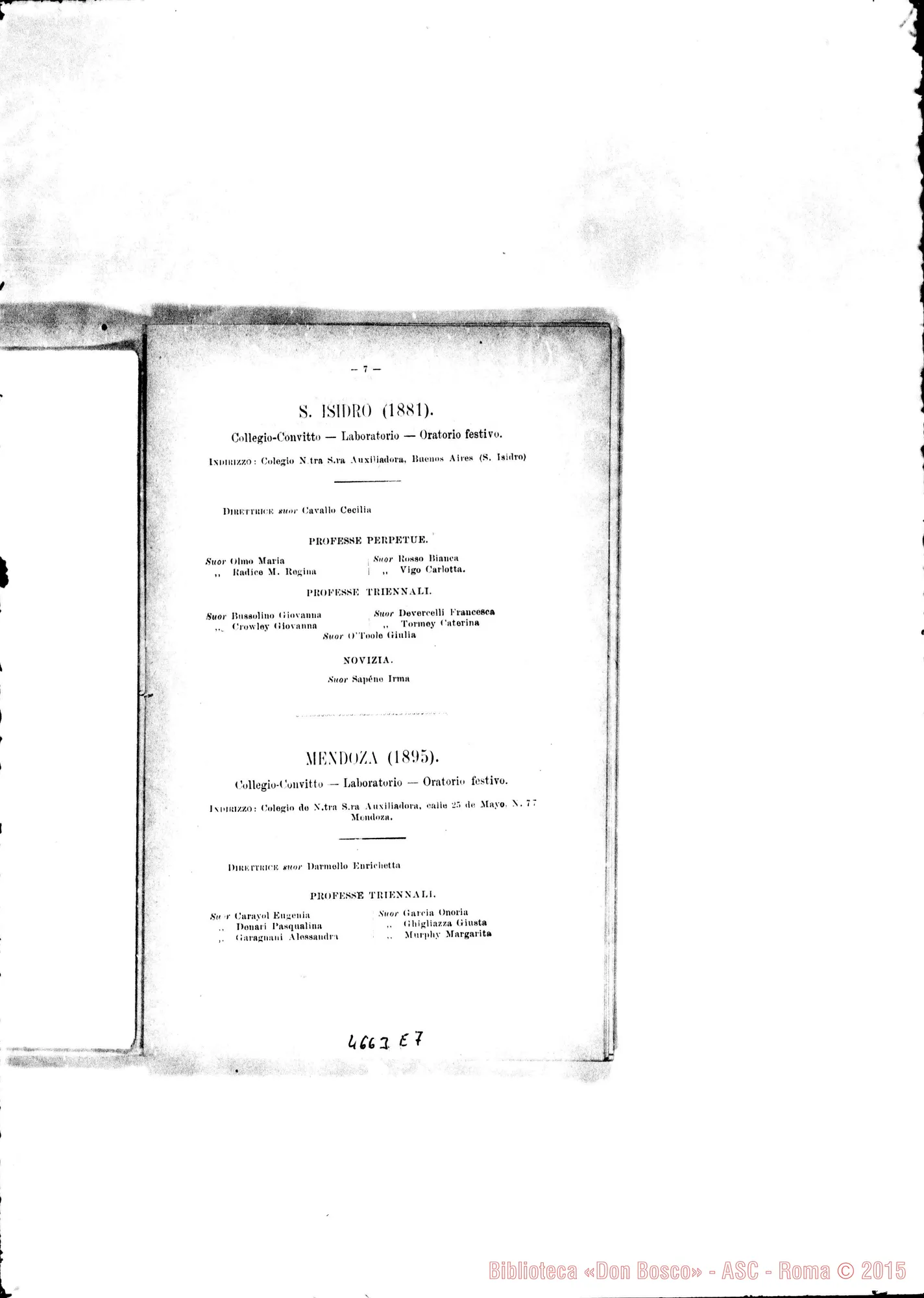 Fotogramma E 7 — America - Appaiono: La Plata (Arg.), Hoja Redonda (Perú), Contratación (Colom.) - Spariscono: Pindamonhangaba, San Paolo, San Martín