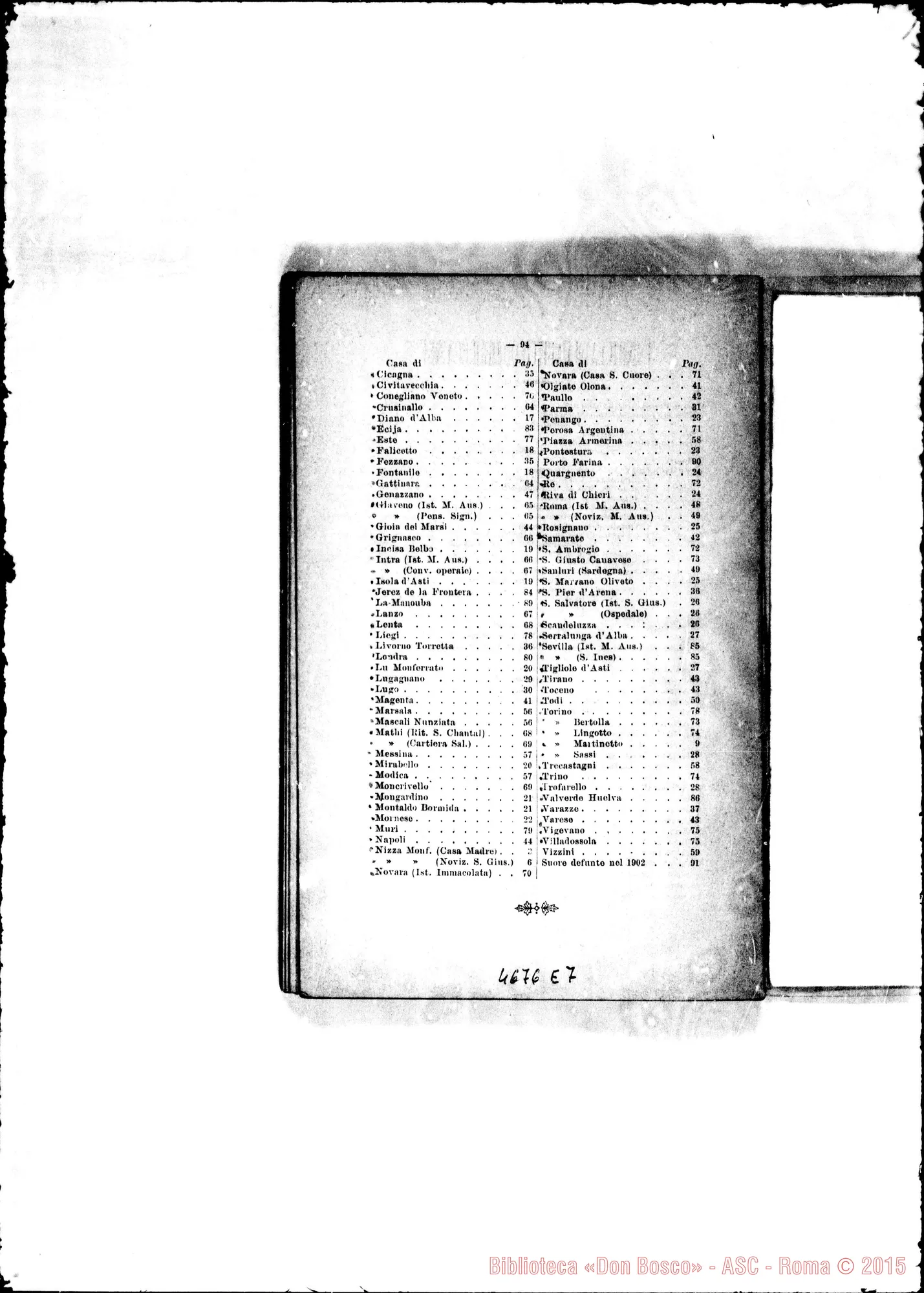 Fotogramma E 7 — 1903 Europa - Appaiono: Asti (due), Ameglia, Arquata Scrivia (seconda), Paullo, Varese, Sanluri, Giaveno (seconda), Villadossola, Vigevano, Londra (Inghilt.), Chertsey (Inghilt.) - Spariscono: Gattico