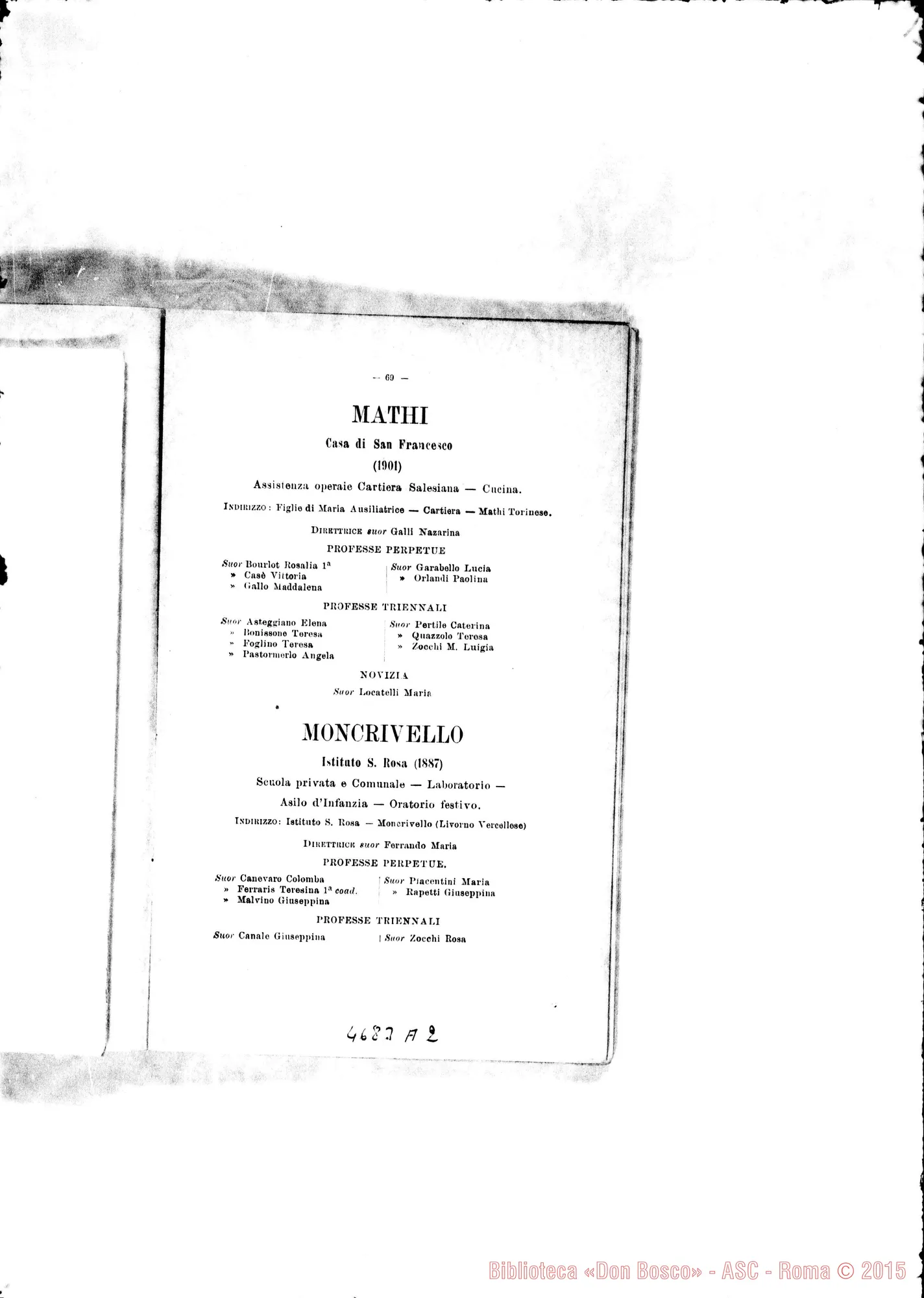 Fotogramma A 2 — 1905 Europa - Appaiono: Viarigi, Retorbido, Brisighella, Livorno (seconda), Angera, Ottobiano, Roma-S. Famiglia, Tournai (Belgio), Salamanca (Spagna) - Spariscono: Muri, Olgiate Olona