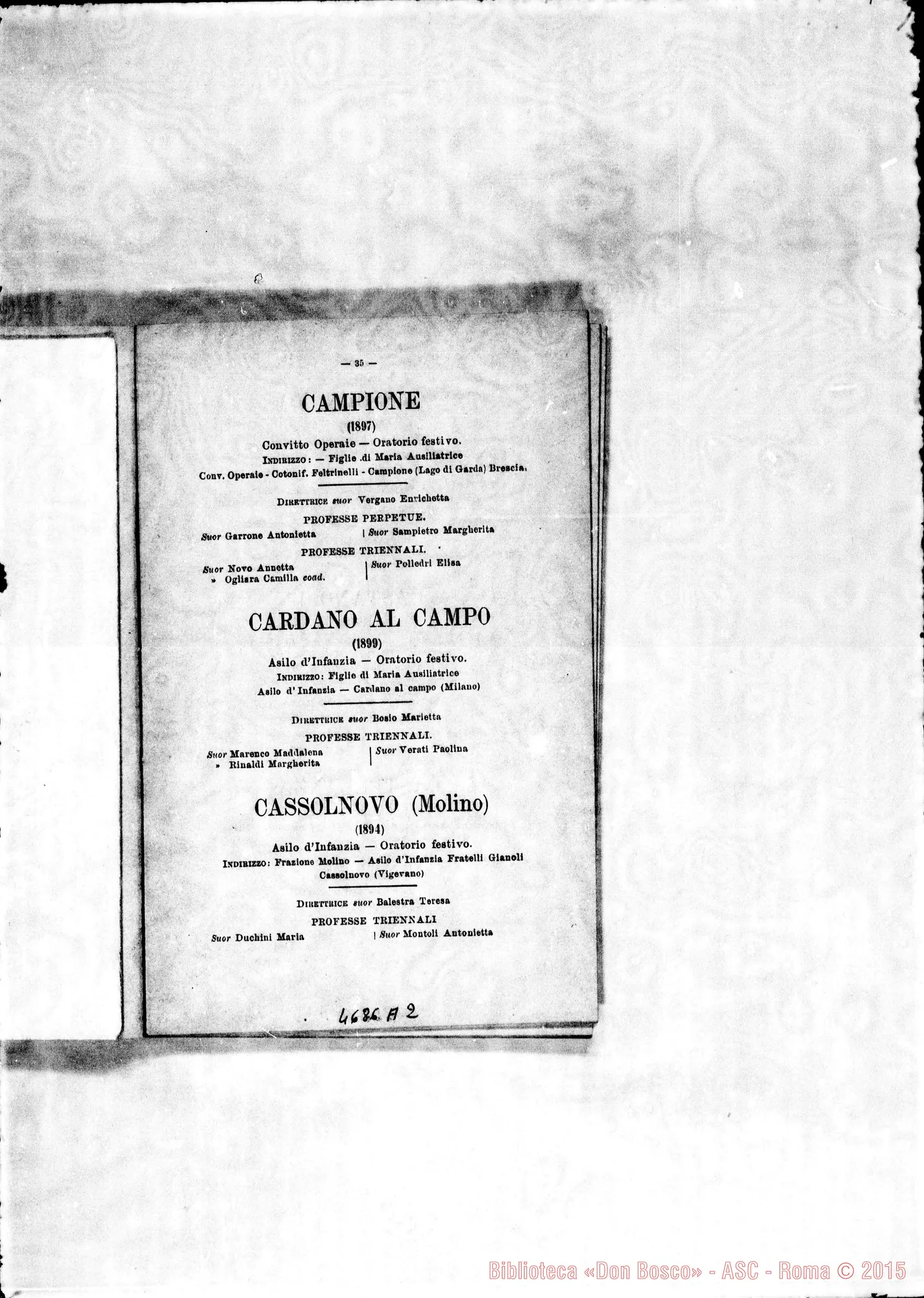 Fotogramma A 2 — 1906 Europa - Appaiono: Formigine, Genova, Busto Arsizio, Fenegró, Germignaga, Lomello, Milano, S. Colombabo al Lambro, Somma Lombardo, Napoli (seconda), Tor.-Sacra Famiglia, Finero, Premosello, Trino (seconda), Fambourough (Inghilterra), Sarrià (seconda) (Spagna), Gerusalemme (Palest.) - Spariscono: Cannerò, Garottola, Toceno, Londra