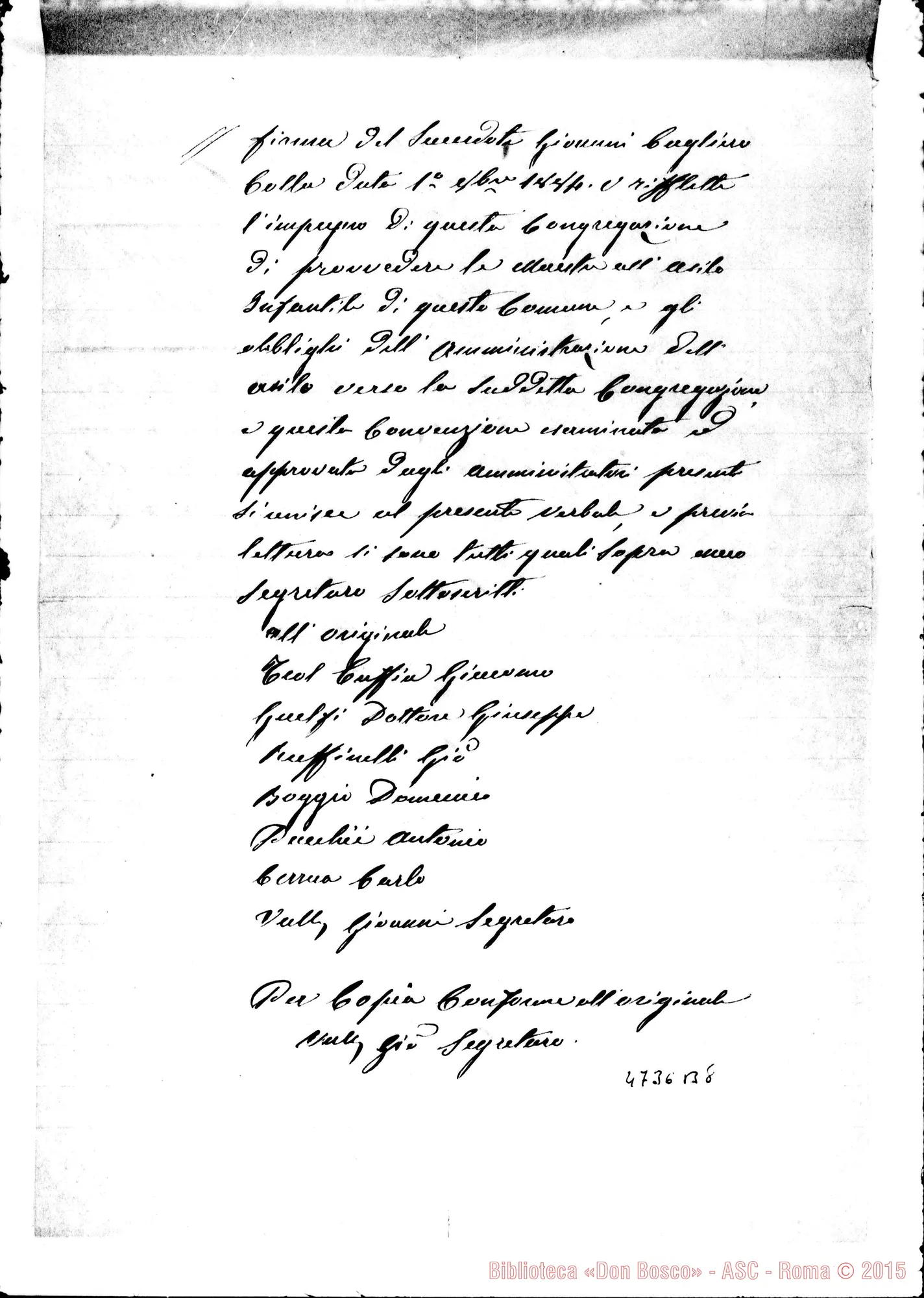 Fotogramma B 8 — Candia Canavese: Verbale di Deliberazione del Comune. Candia, 6-10-1884. Copia