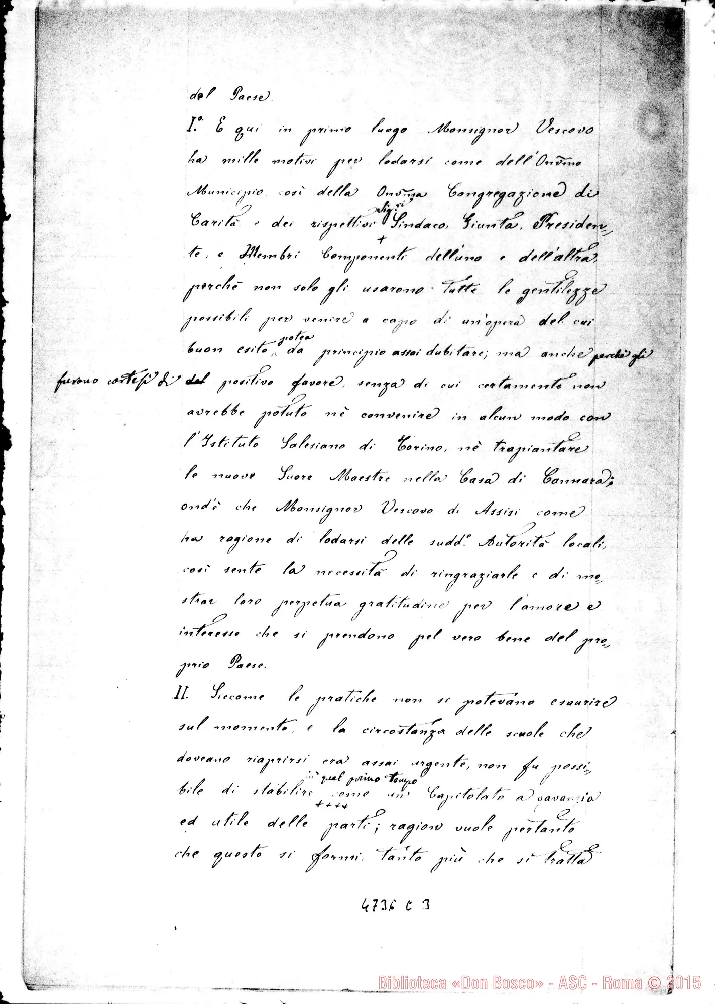 Fotogramma C 3 — Nicànore Priori, vesc. d’Assisi-D. Rua. Assisi, 27-08-1892. All. minuta di convenzione