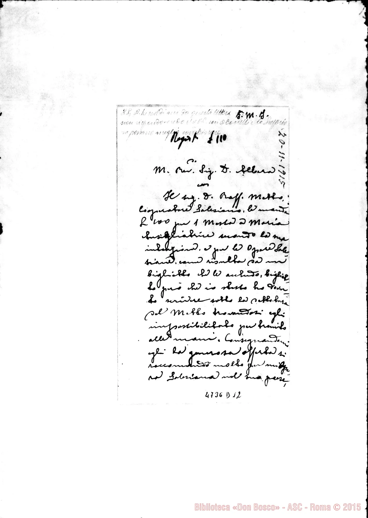 Fotogramma D 12 — Corigliano d’Otranto: D. Ambrogio della Beffa-Don Albera. Corigliano, 20-11-1915