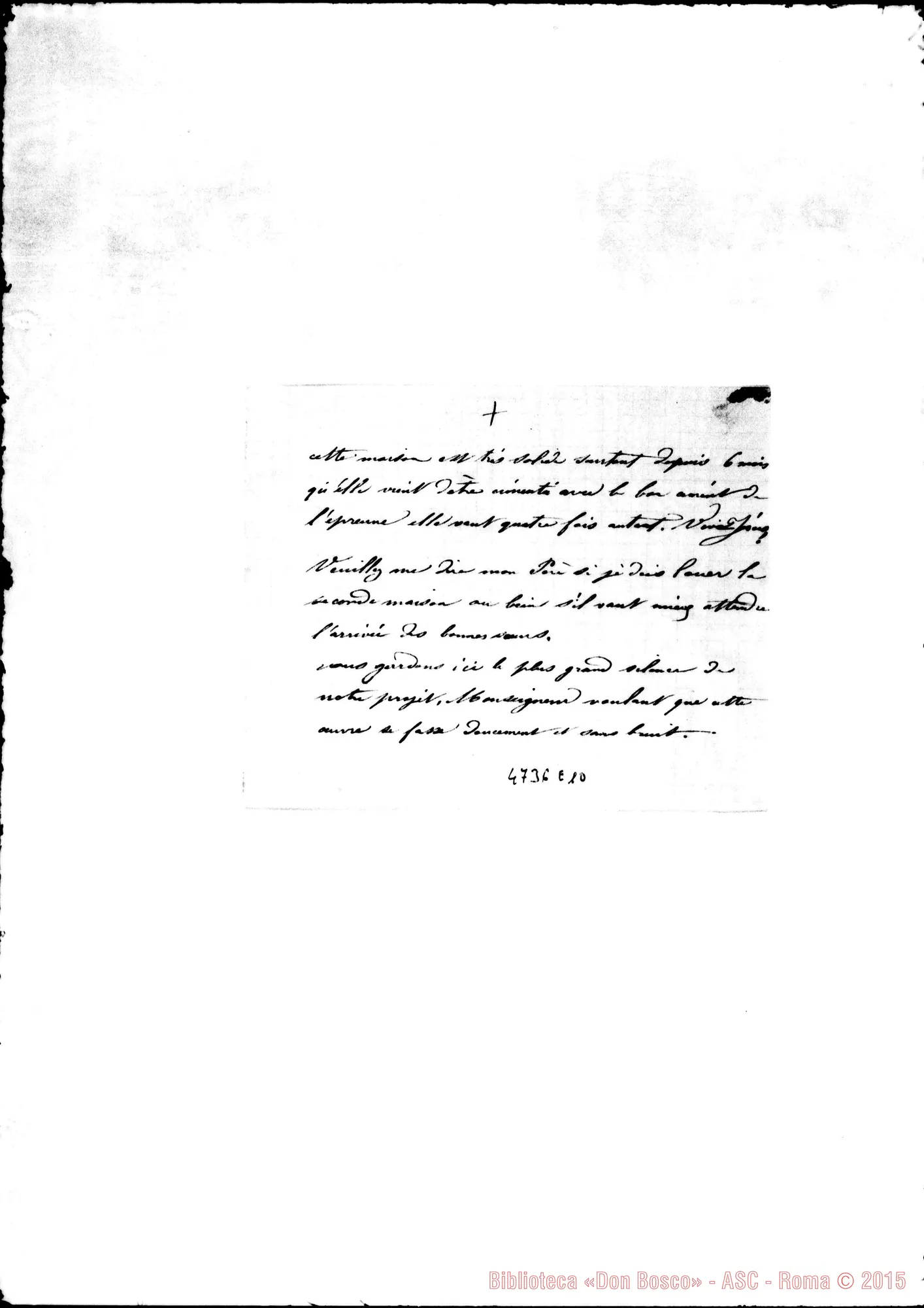 Fotogramma E 10 — Don Charles Legrand-Don Bosco. Grammont, 5-12-1883. All. pianta