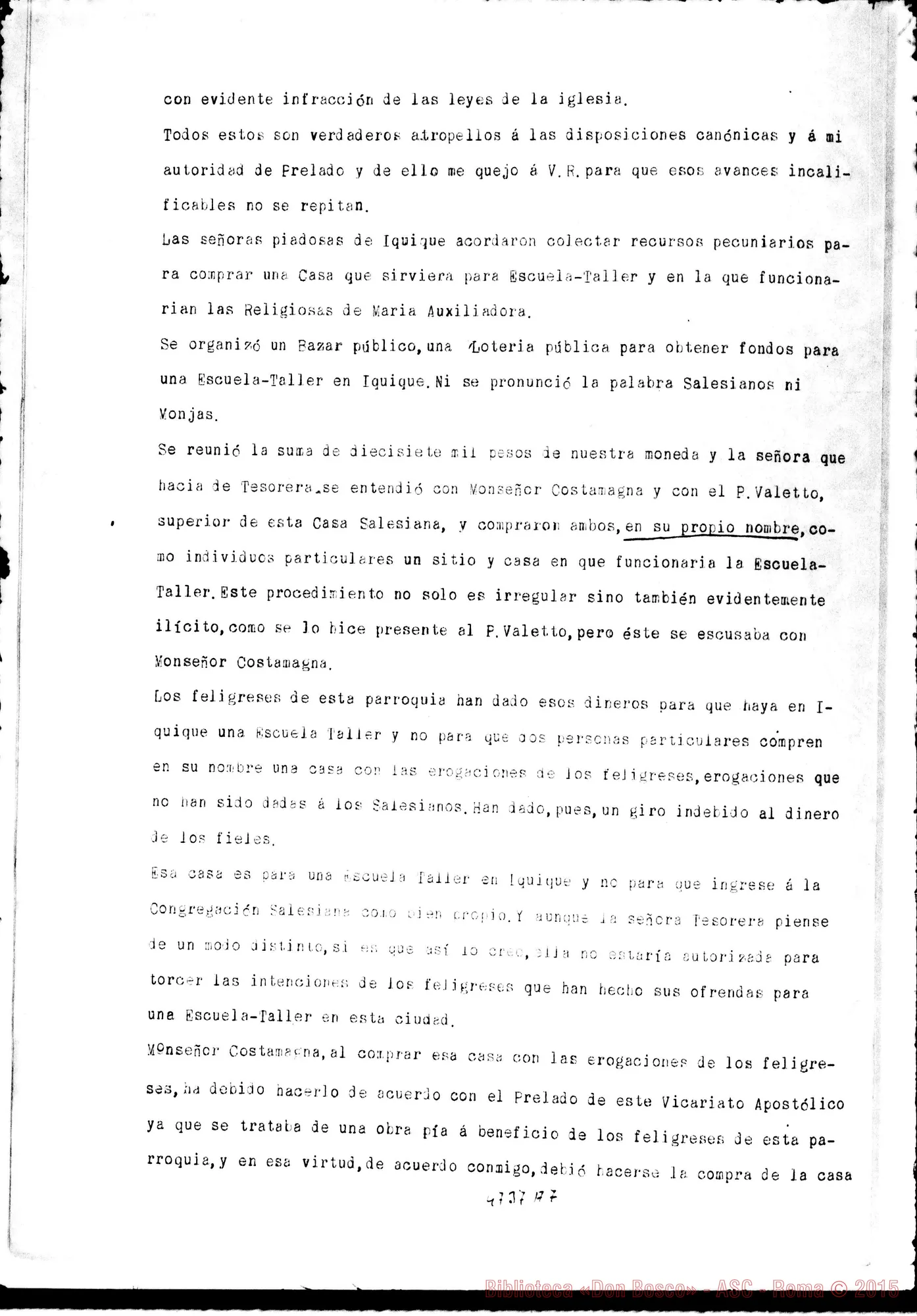 Fotogramma A 7 — Iquique (Chile): Guillermo Juan Càrter, vesc. E vie. apost.-Don Rua, il 2-01-1900