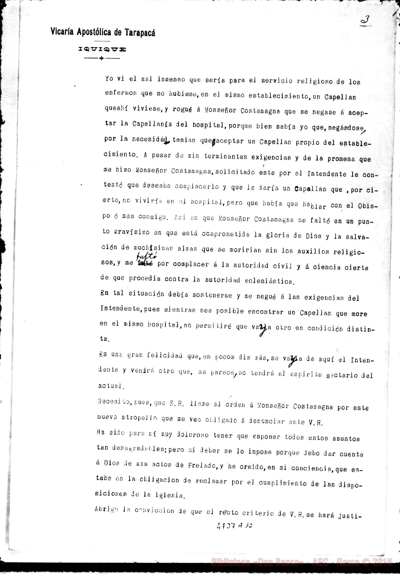 Fotogramma A 10 — Iquique (Chile): Guillermo Juan Càrter, vesc. E vie. apost.-Don Rua, il 2-01-1900