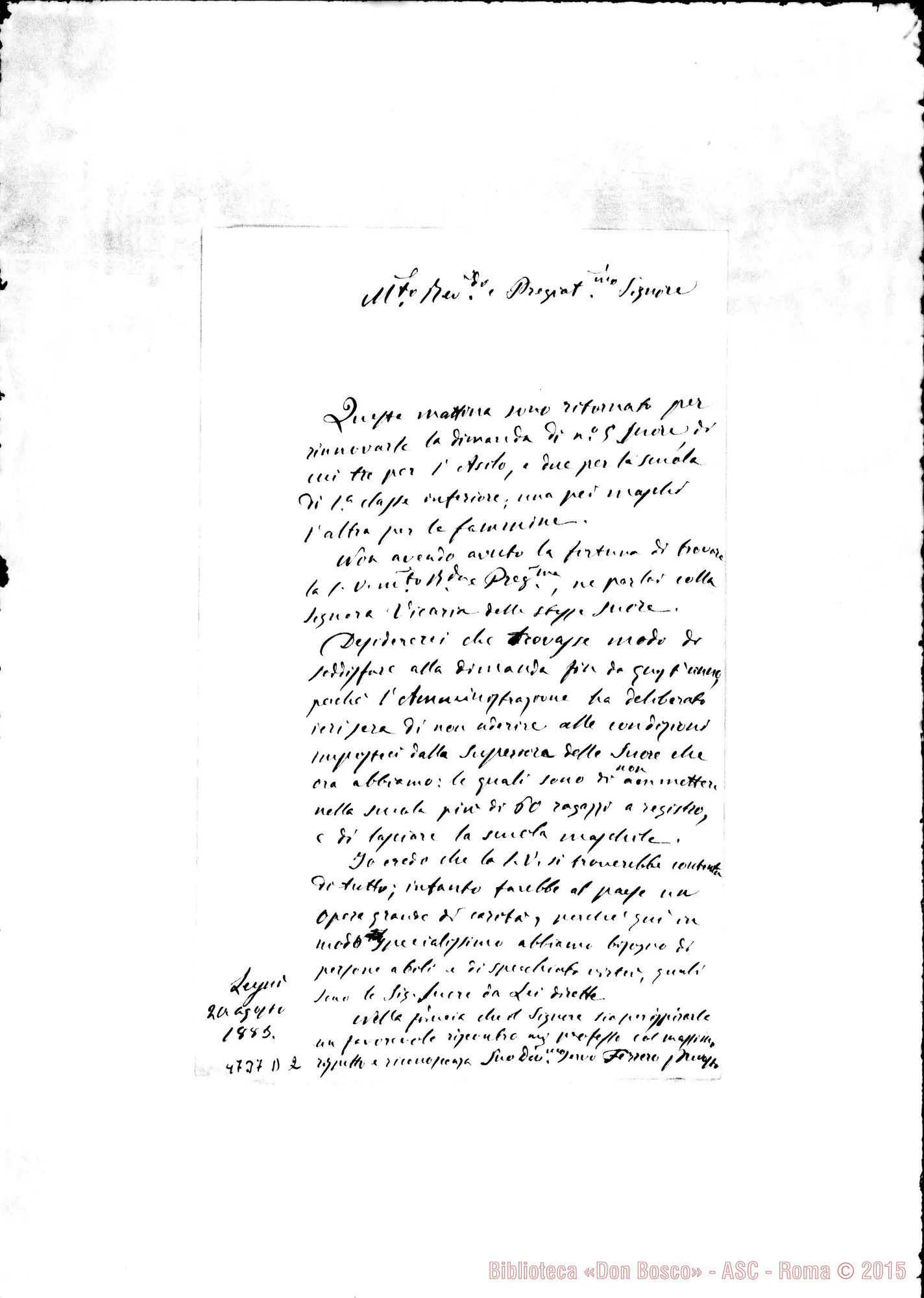 Fotogramma D 2 — Leini (Torino): Don Ferrerò, prevosto-Don Bosco. Leini, 20-08-1883