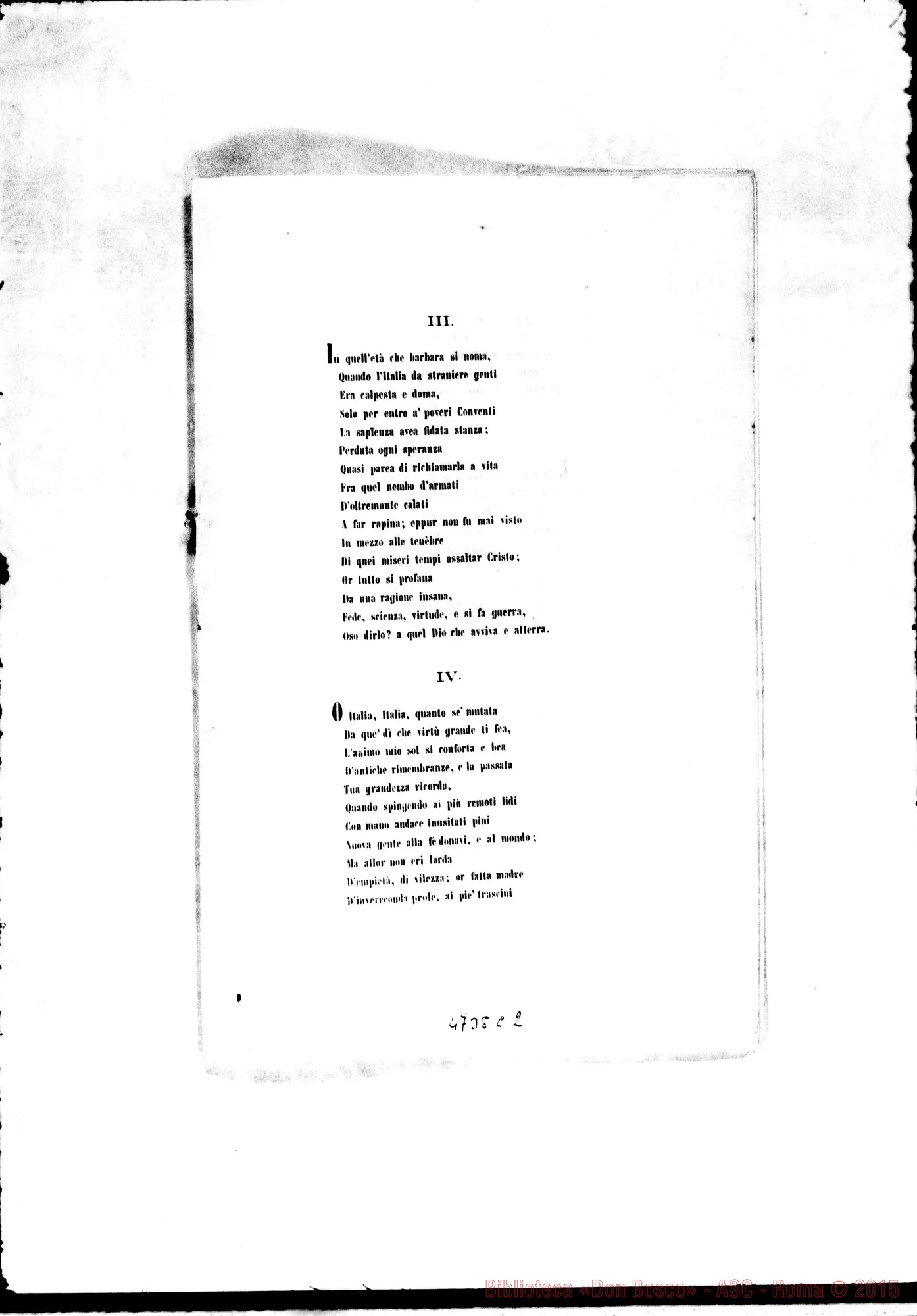 Fotogramma C 2 — Traverso Antonio, notaio: Sonetti A Don Bosco. Mornese, 1867