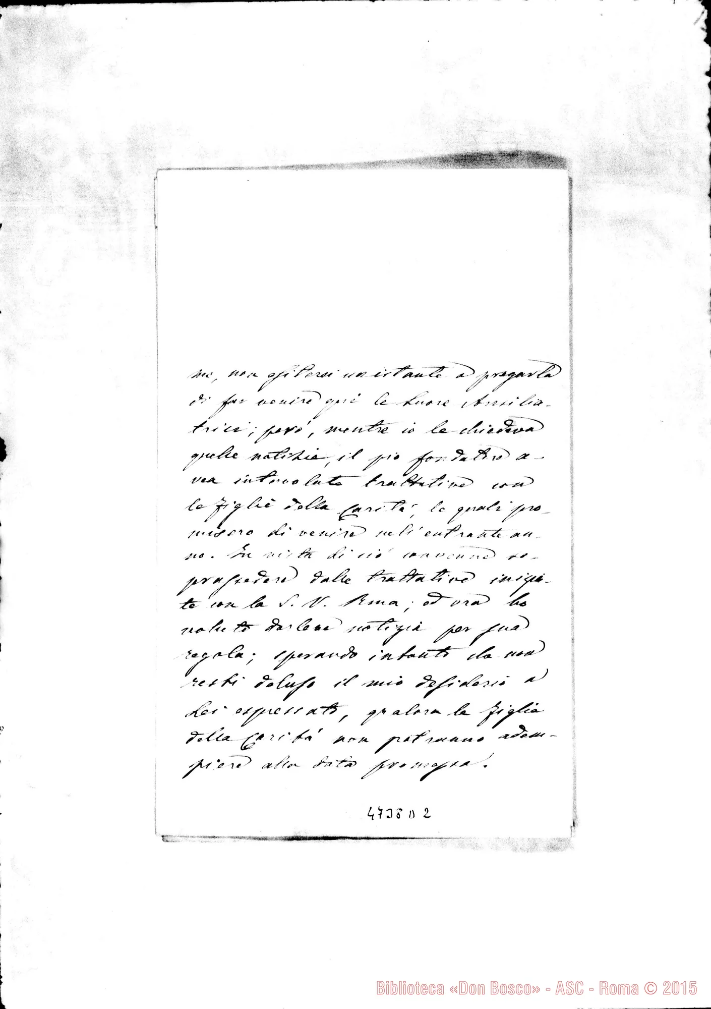 Fotogramma D 2 — Mussomeli: Giovanni Cuttadauro, vesc. di Caltanisetta-Rev.mo Signore. Caltanisetta, 3-12-1886