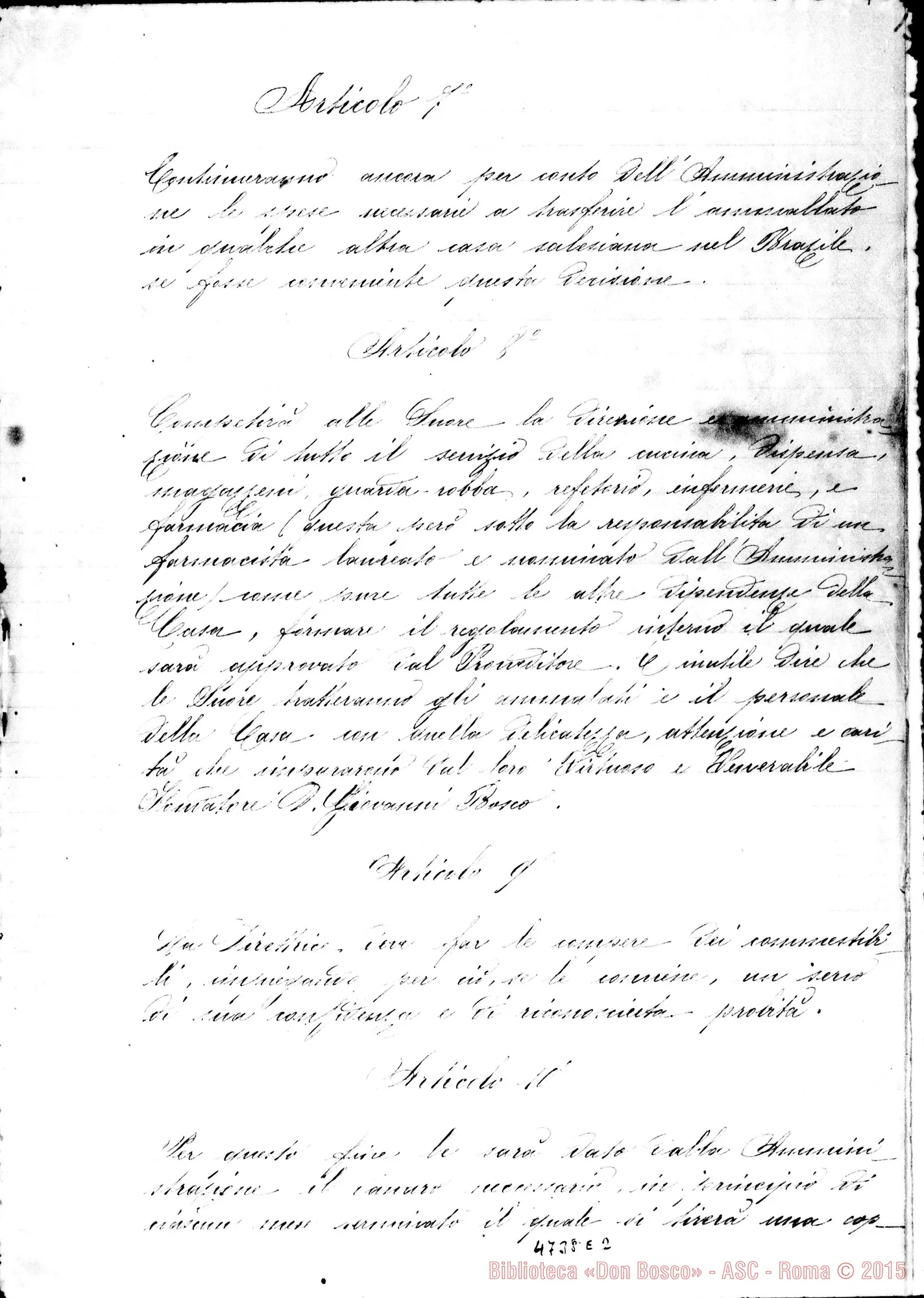 Fotogramma E 2 — Ouro Preto (Brasile): Contratto tra le F.M.A. E l’Ospedale della Misericordia di Ouro Preto, il 17-09-1896. Copia