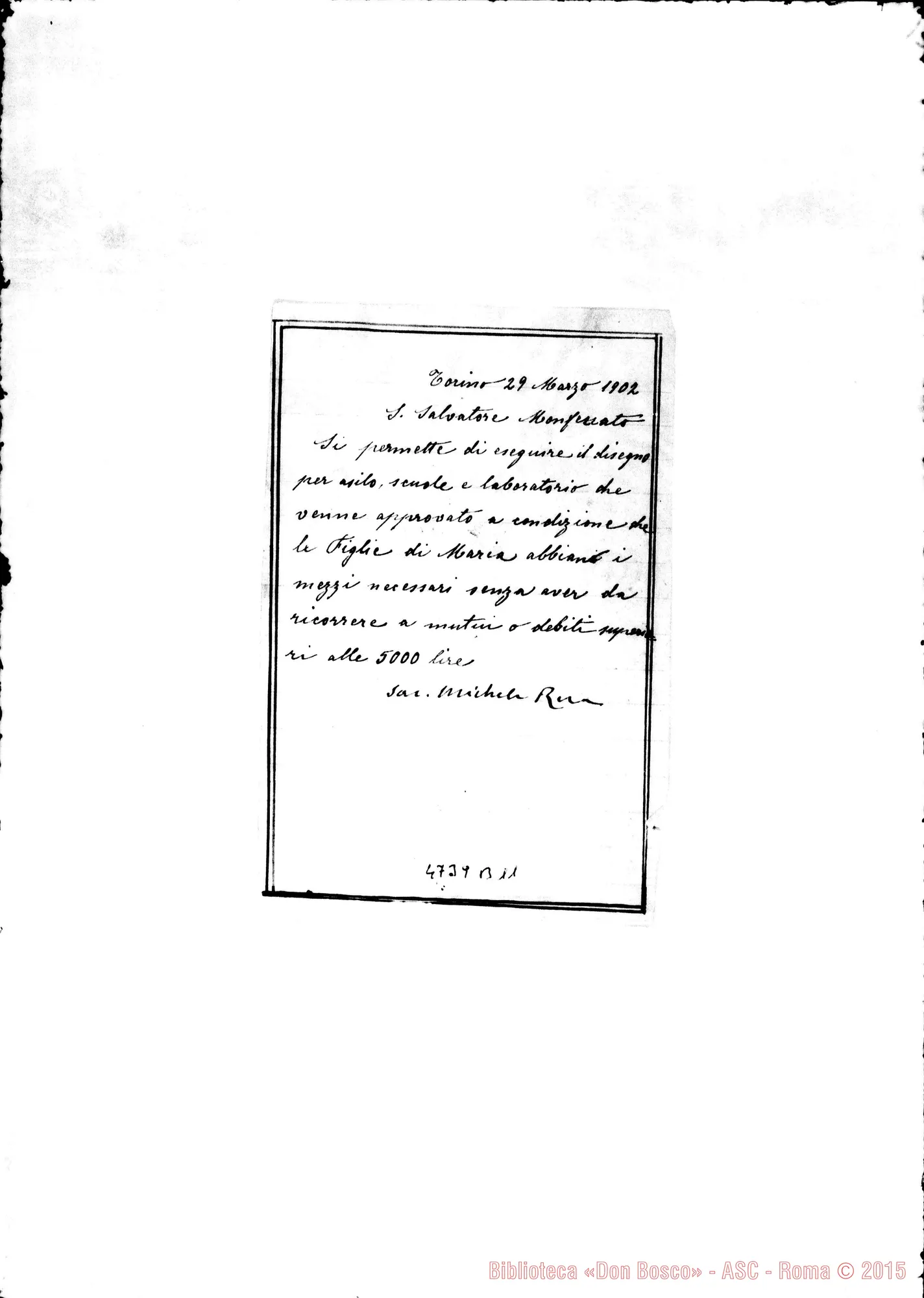 Fotogramma B 11 — Permesso di costruzione. Torino, 29-03-1902. Firma autogr. Rua