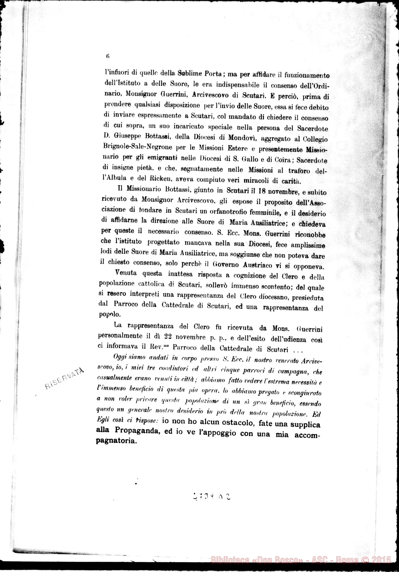 Fotogramma D 2 — Memoria: Fondazione di un Orfanotrofio Femminile. Stampato