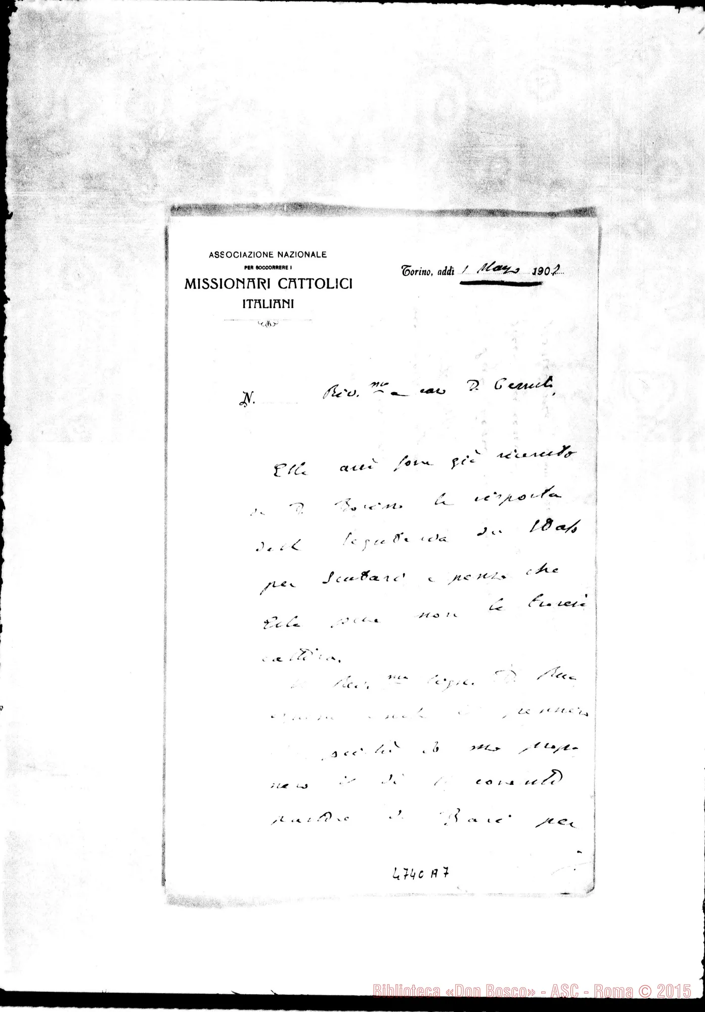 Fotogramma A 7 — Schiaparelli Ernesto-D. Cerruti. Torino, 1-03-1907