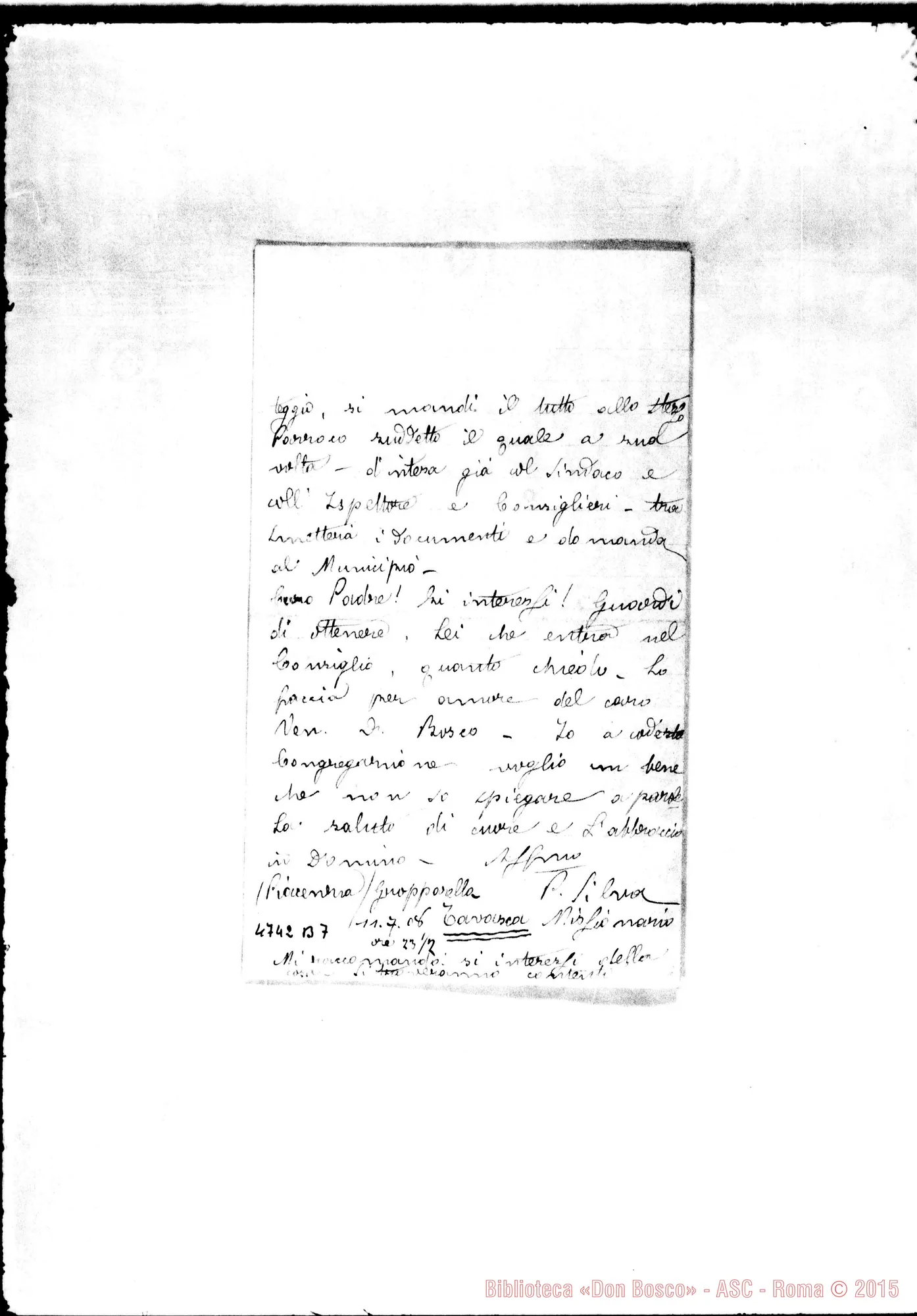 Fotogramma B 7 — Tomolo: Pompeo Silva-Don Lemoyne. Gropparella, 11-07-1908