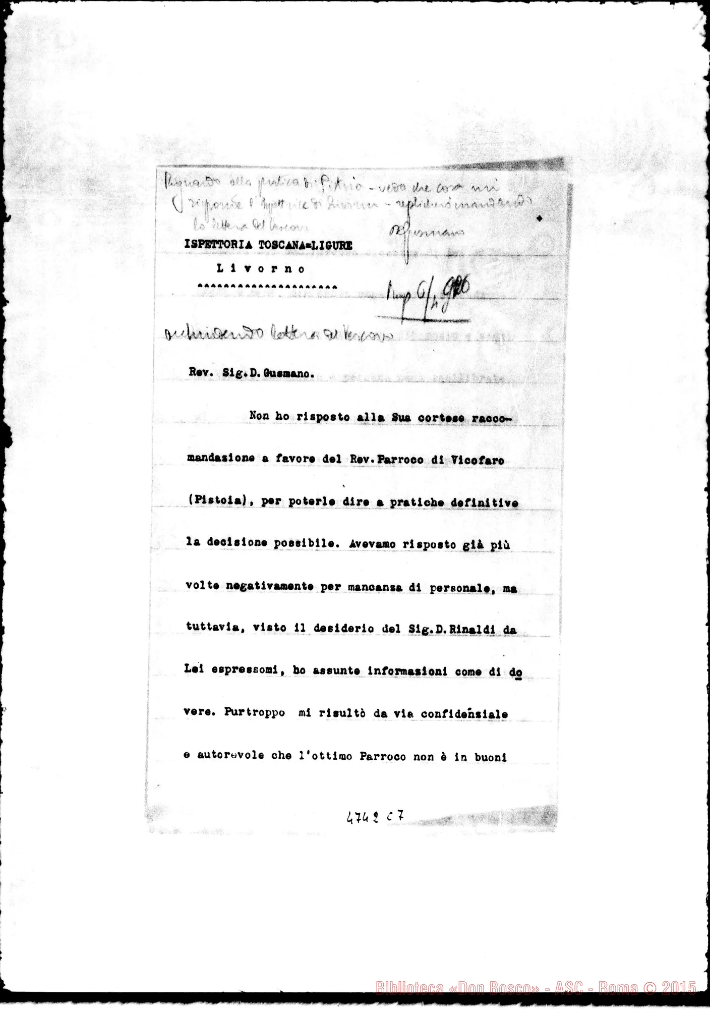 Fotogramma C 7 — Suor Gamba Francesca-Don Gusmano. Livorno, 1-04-1926