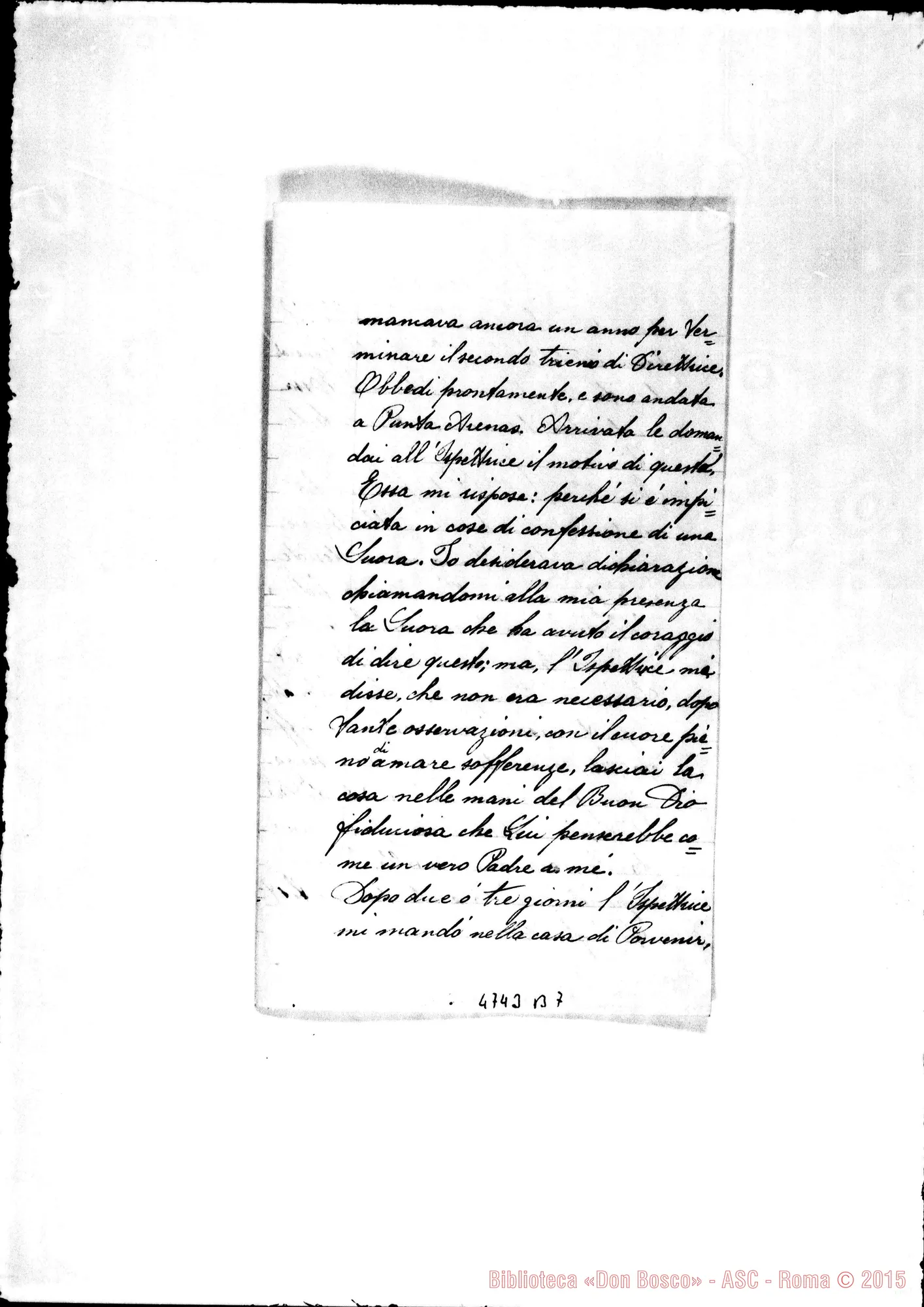 Fotogramma B 7 — Lettera incompleta al Venerato Padre. Provenir, 8-04-1921