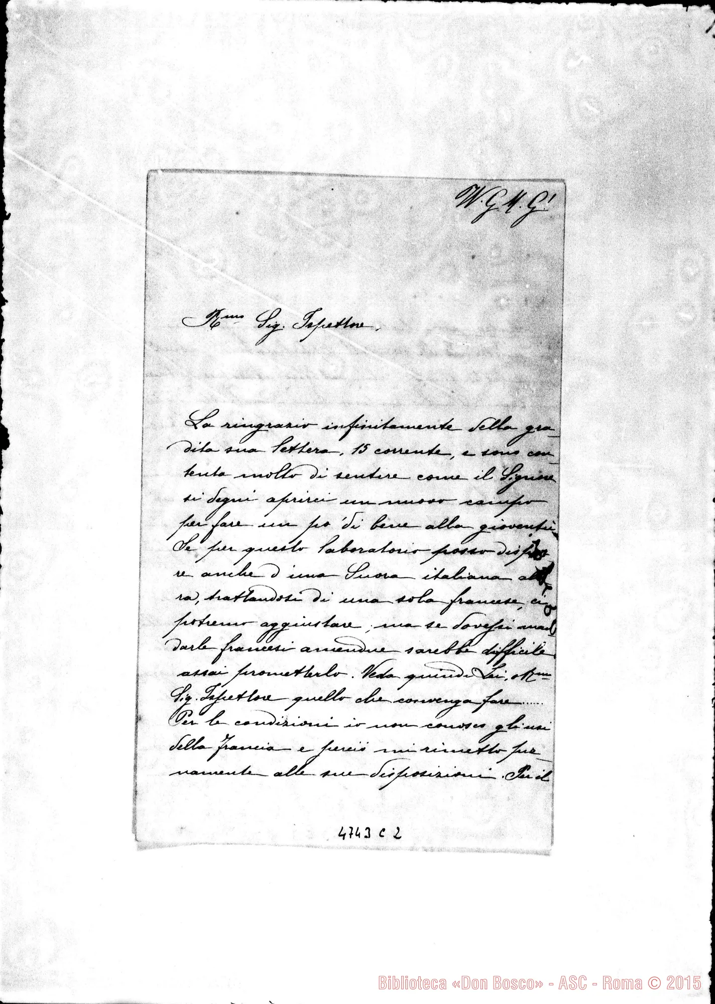 Fotogramma C 2 — Francia: Suor Daghero Caterina-Ispettore. Nizza Monf., 18-02-1899