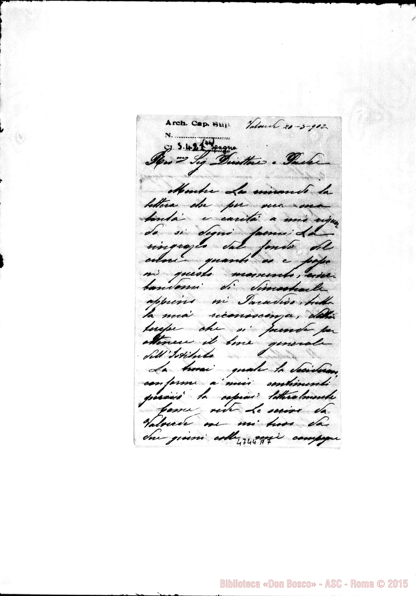 Fotogramma A 7 — Spagna: Lettera al Sig. Direttore E Padre. Vaiverde, 20-05-1902