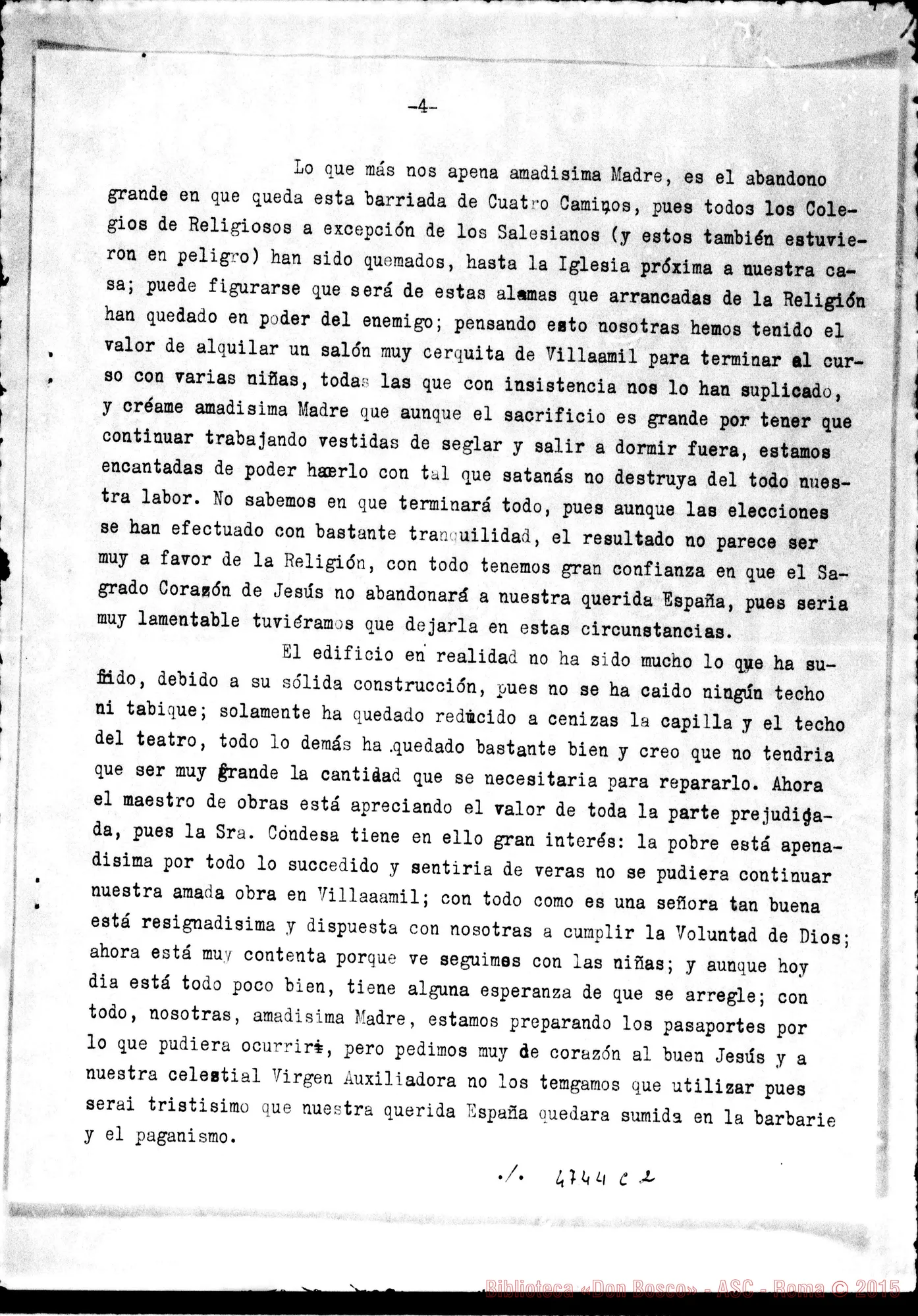 Fotogramma C 2 — Suor Concepción Lafuerza-Madre Vaschetti. Madrid, 30-06-1931. Autogr. Rinaldi
