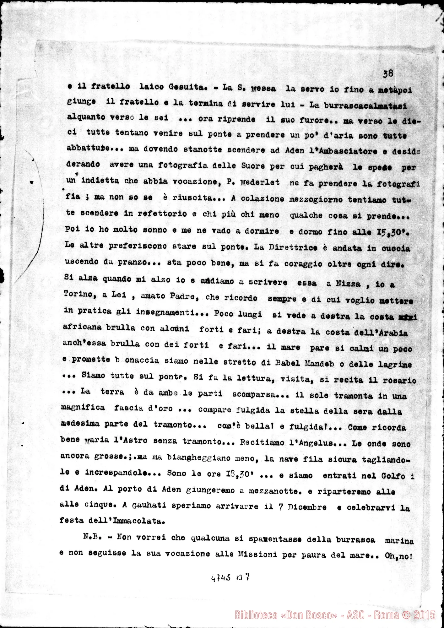 Fotogramma B 7 — Suor Berrà Giulia: Diario del suo viaggio nell’Assam. Copia dt.