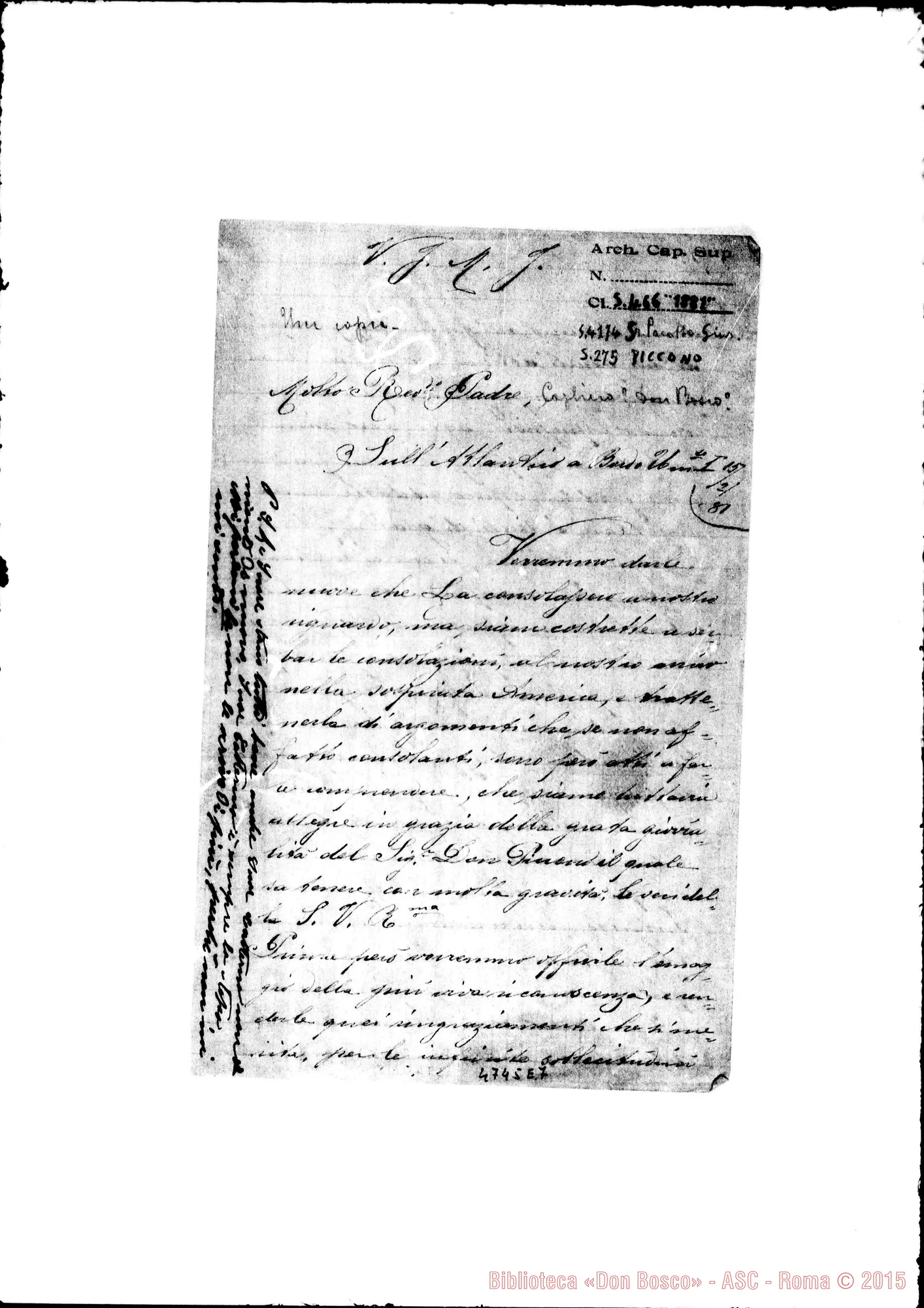 Fotogramma E 7 — Suor Pacotto Giuseppina-Rev.do Padre. Dall'Umberto I, 15-02-1881