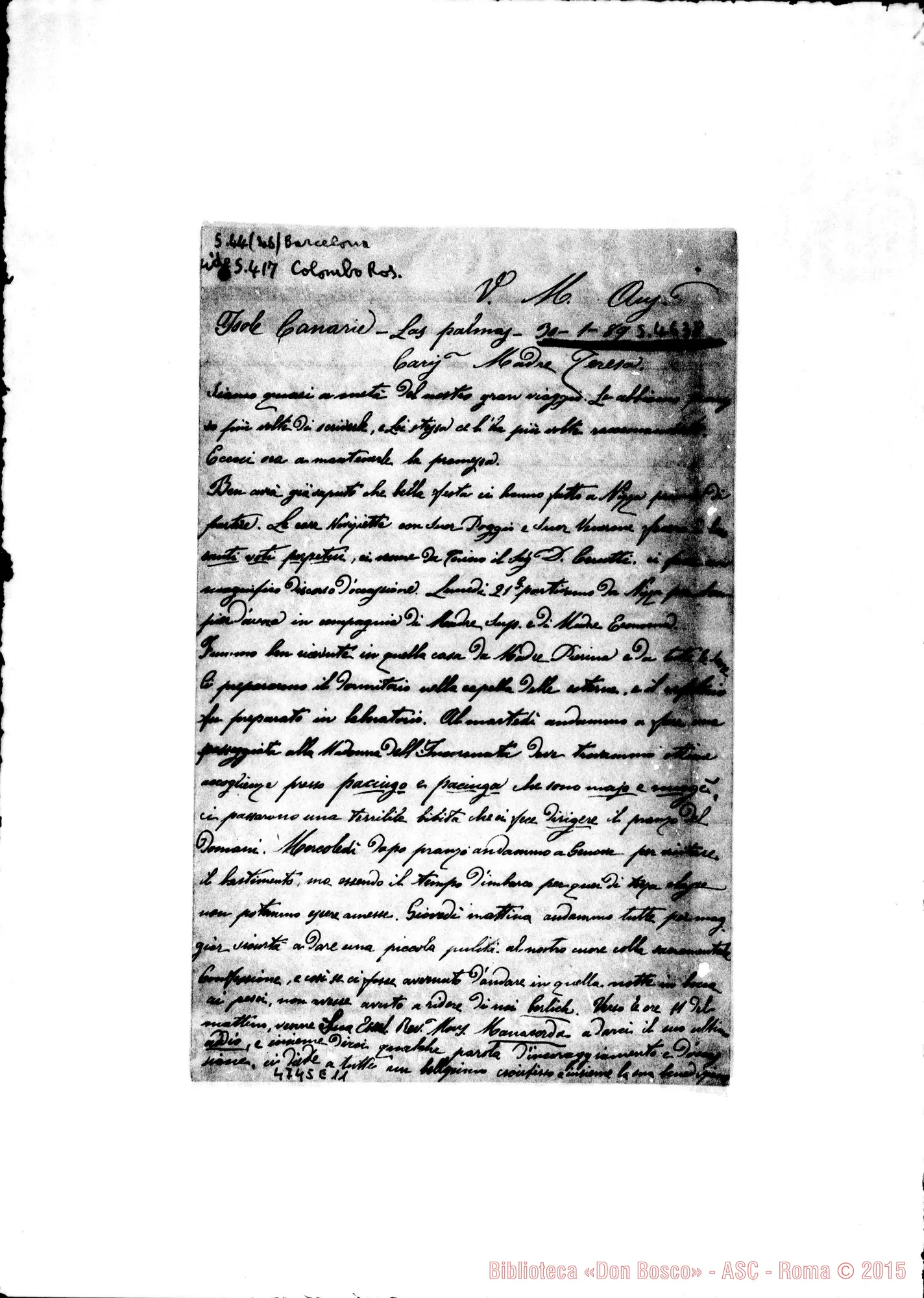 Fotogramma E 11 — Suore Americane-Madre Teresa. Las Palmas, 30-01-1889