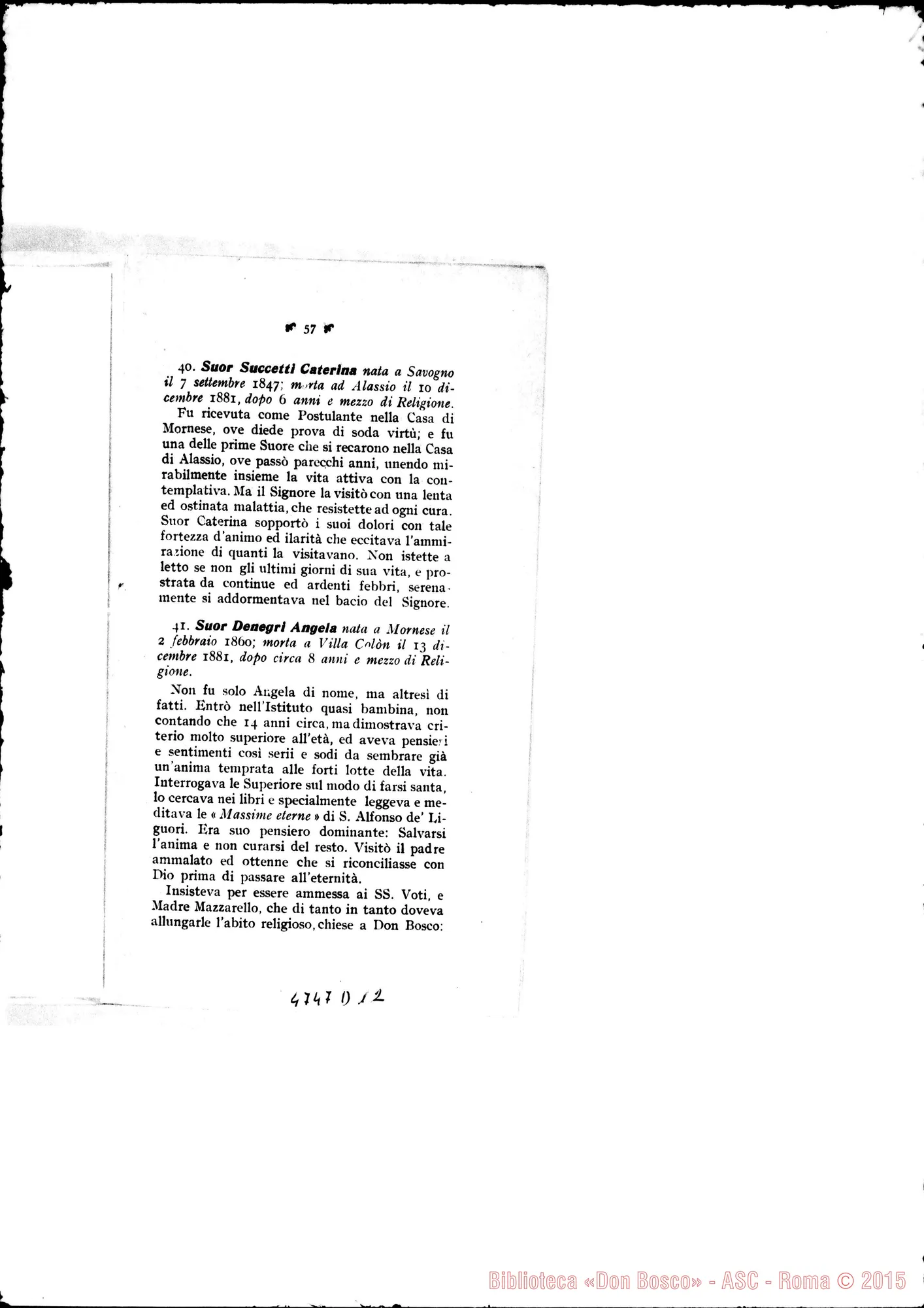Fotogramma D 12 — Defunte nell’anno 1883 con cenni biografici