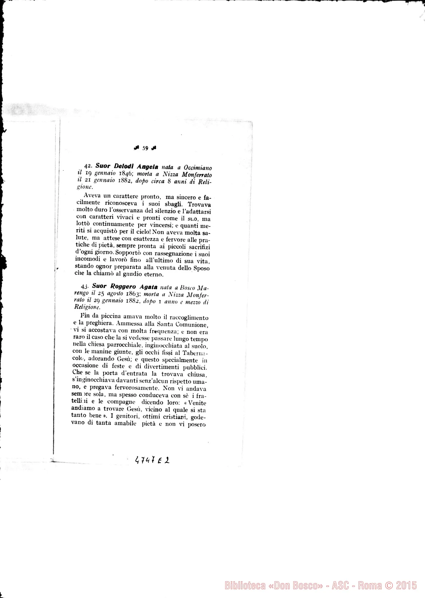 Fotogramma E 2 — Defunte nell’anno 1883 con cenni biografici